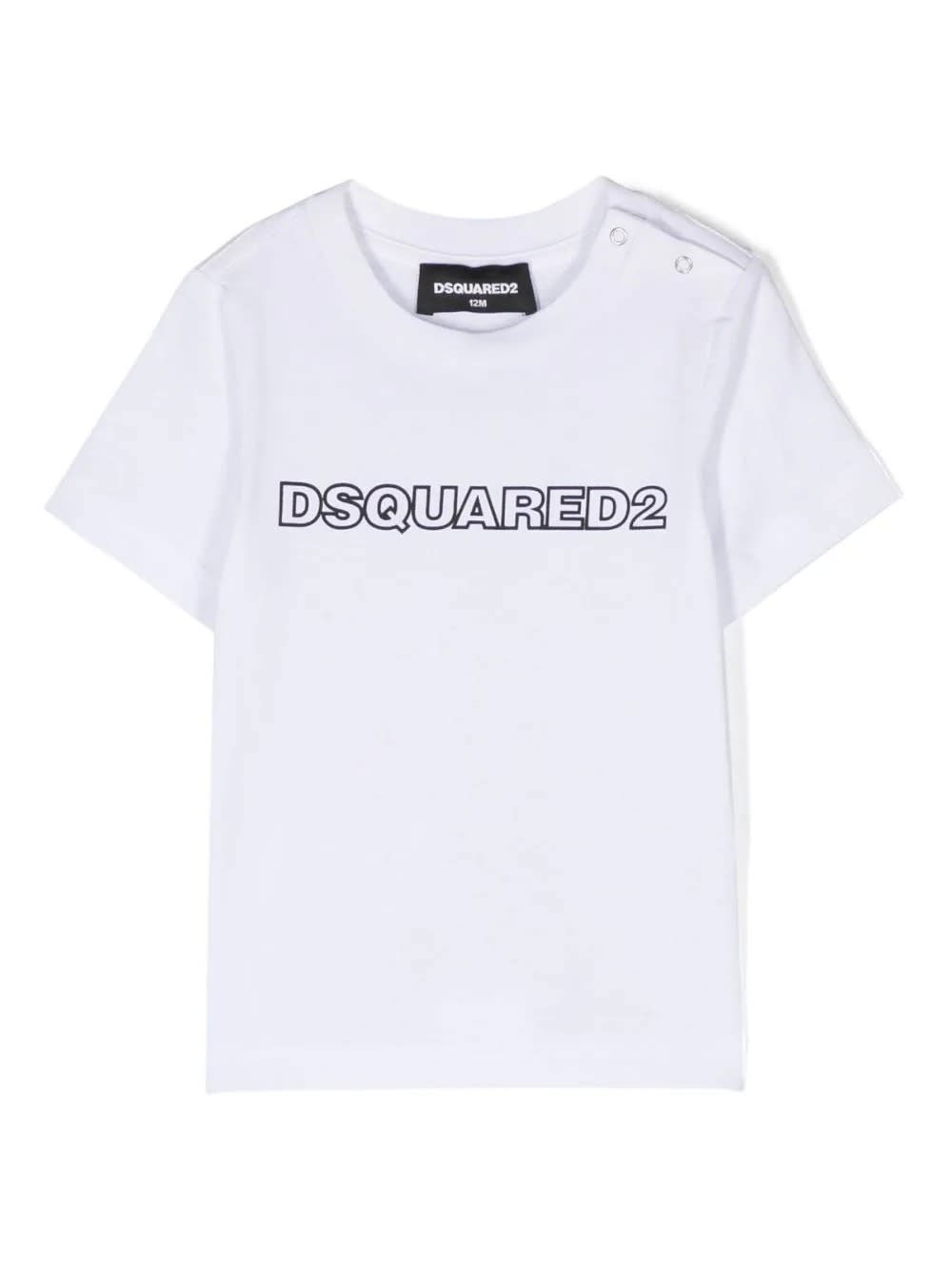 DSQUARED2 WHITE T-SHIRT WITH CONTRAST LOGO