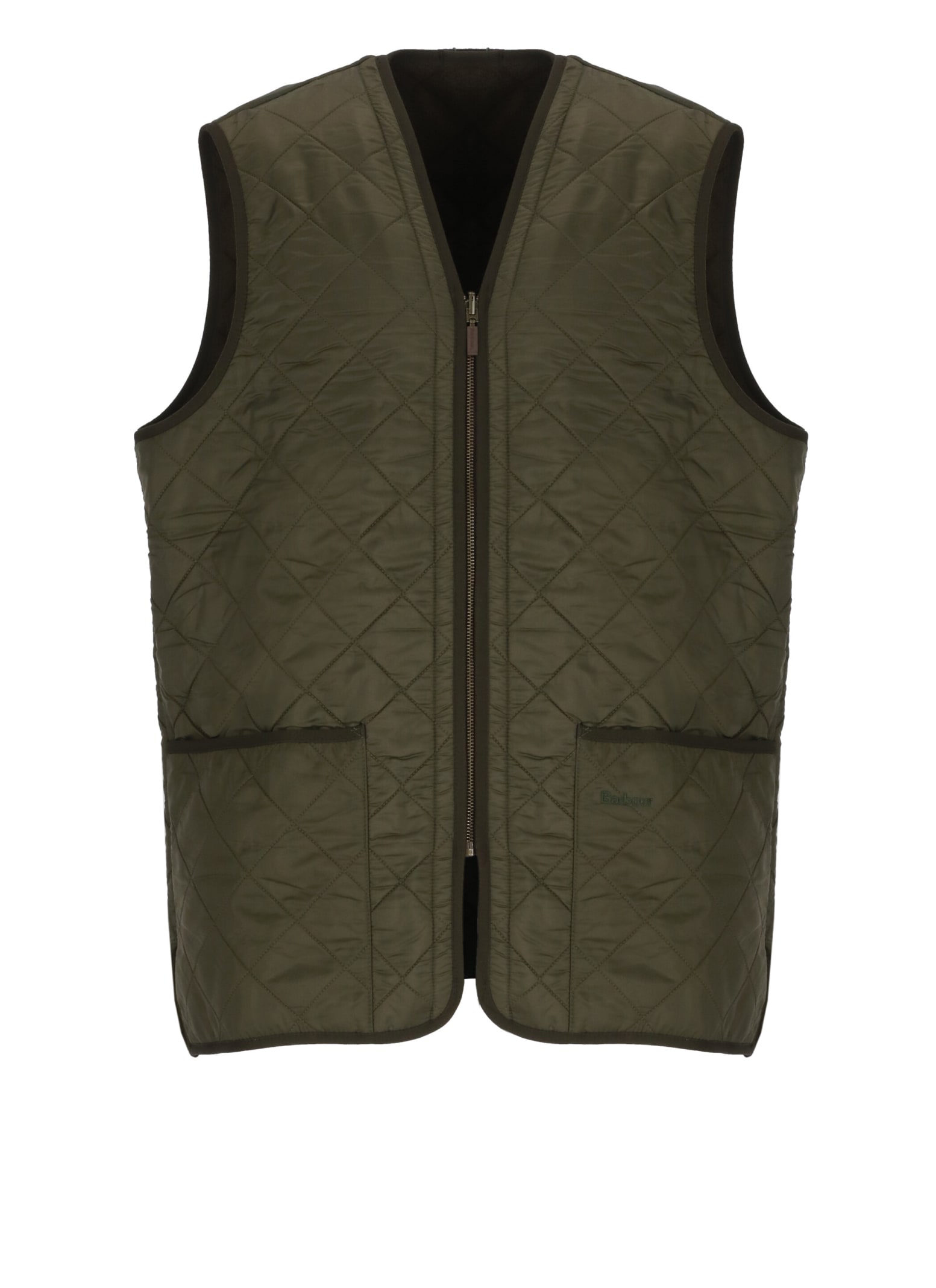 Barbour Sleevelees Quilted Jacket Polarquilt Waist In Green