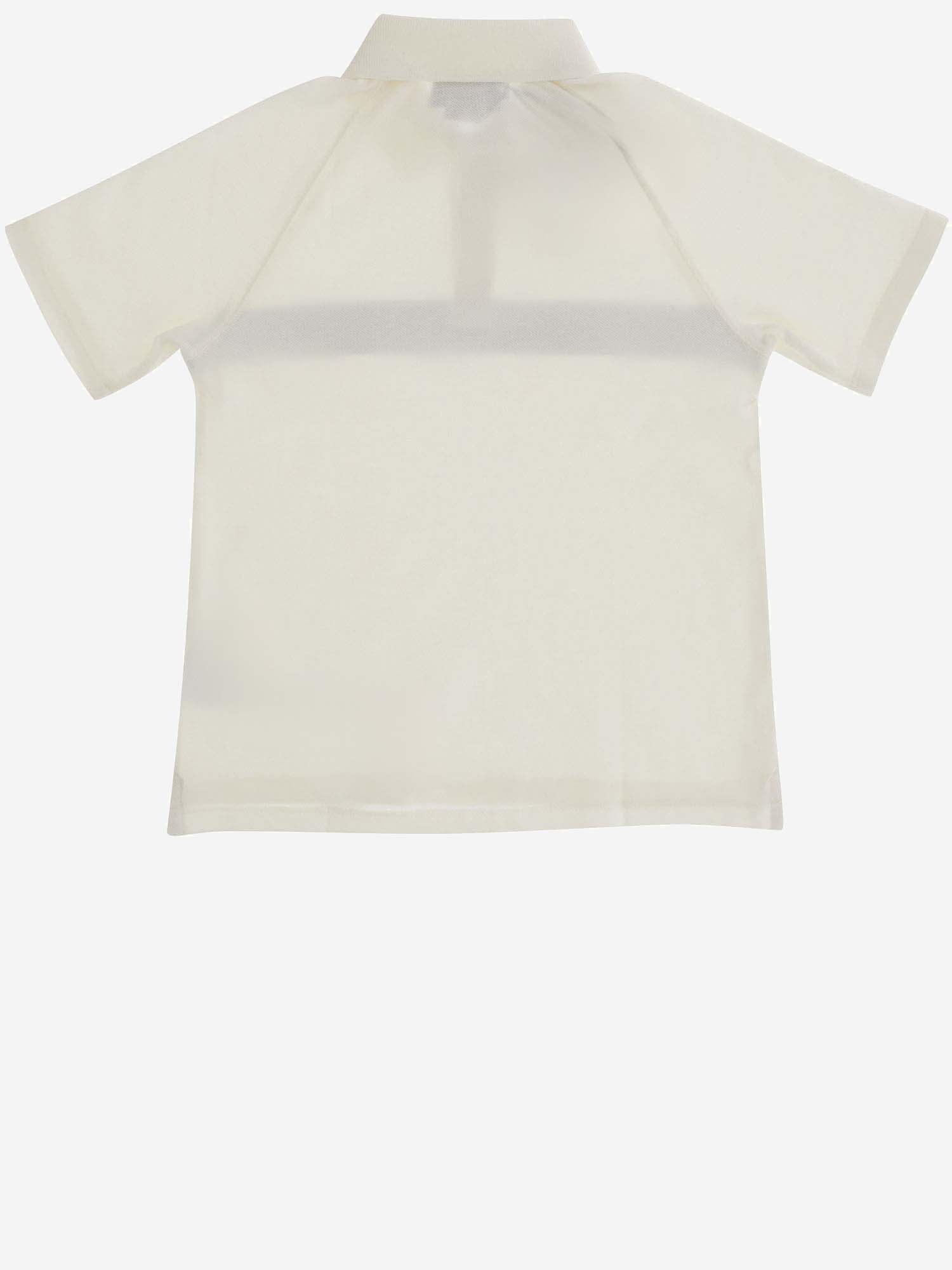 Shop Gucci Cotton Polo Shirt With Logo In Ivory/mix