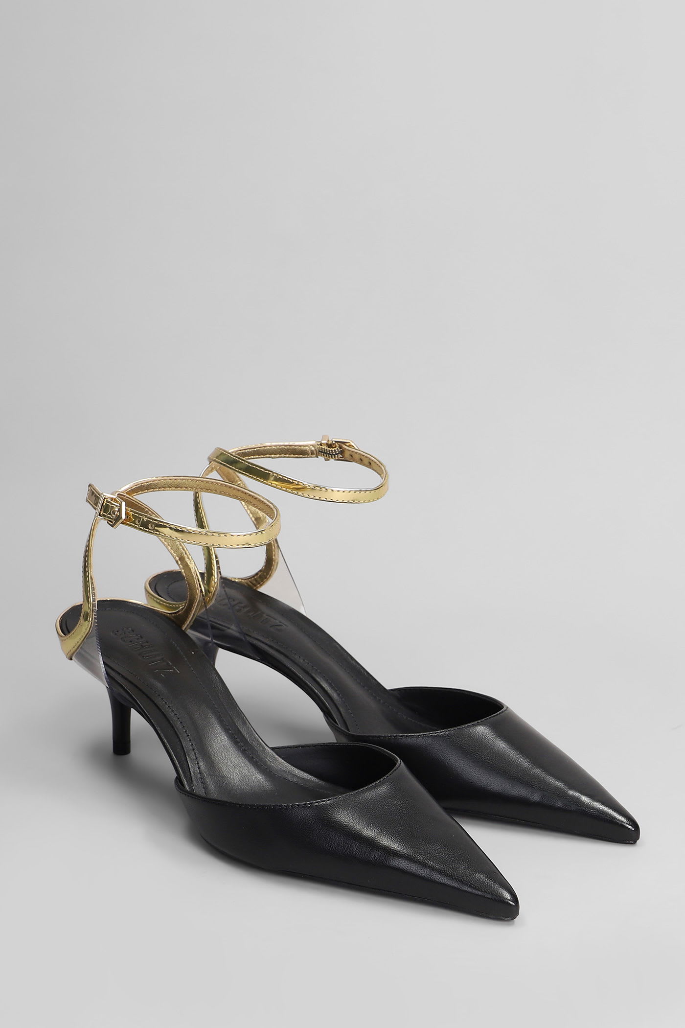 Schutz Skye Pump Mid Pumps In Black Leather In Black