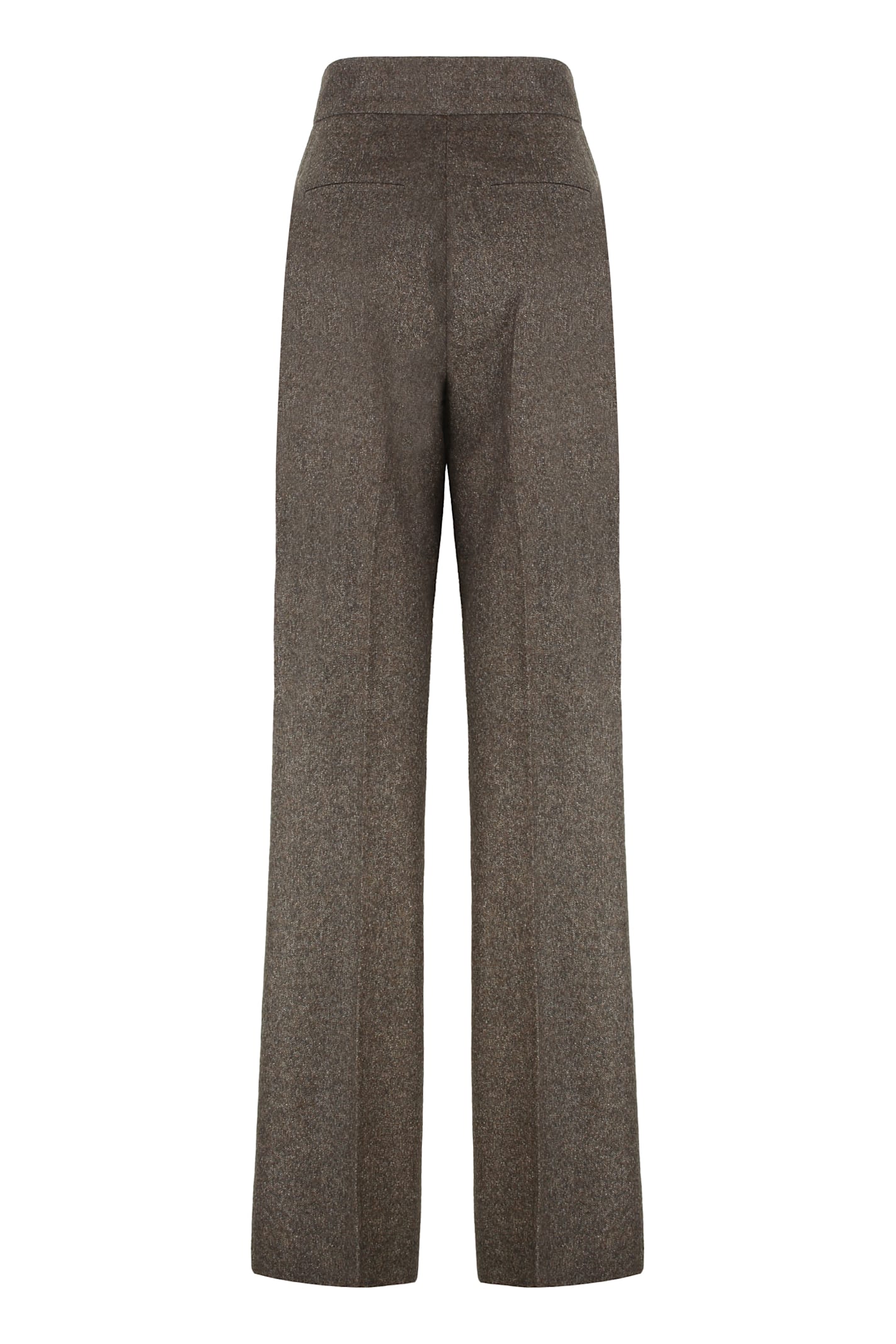 Max Mara Wide Wool Flannel Trousers In Green