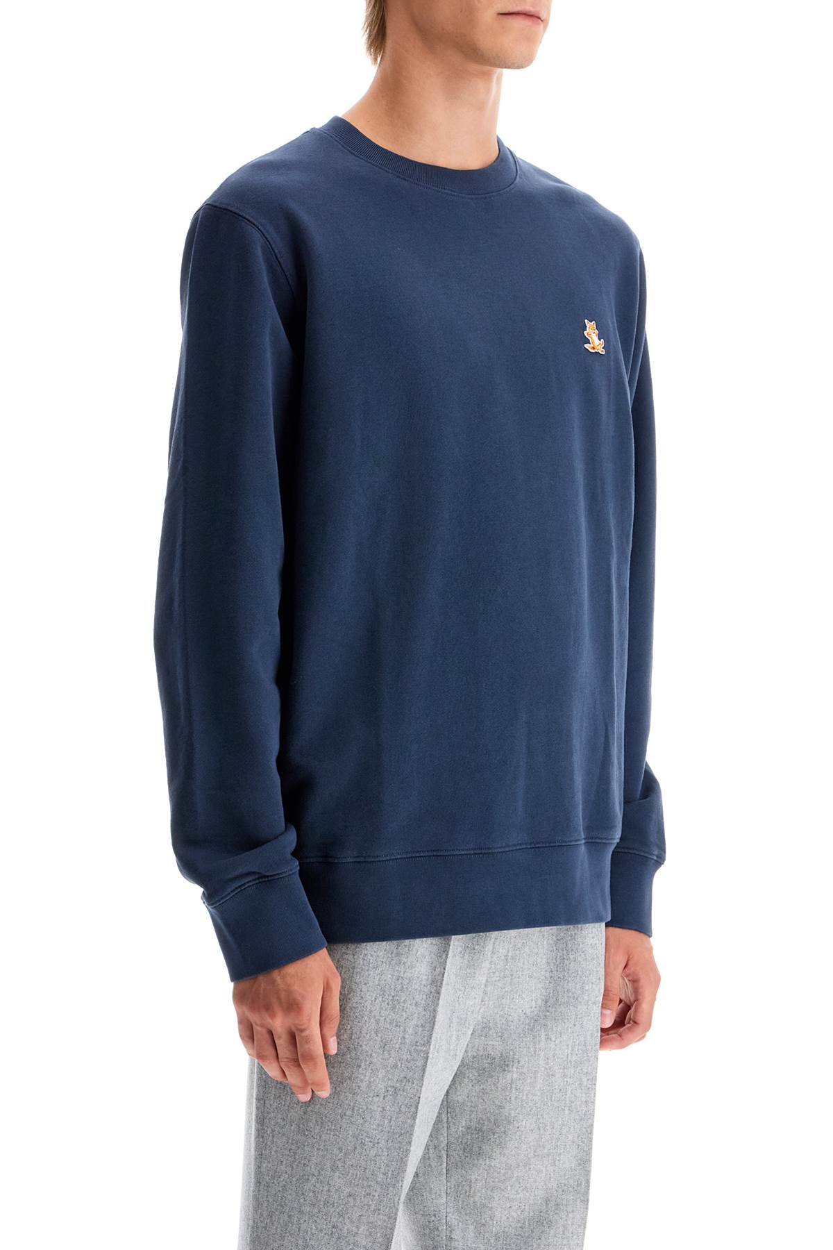 Shop Maison Kitsuné Chillax Fox Patch Sweat In Ink Blue (blue)