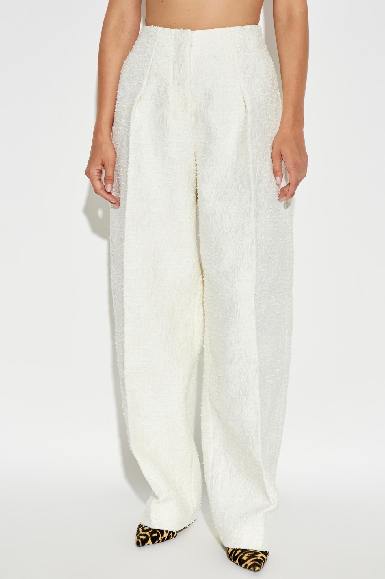 Jacquemus Le Curvo Tweed Trousers In White