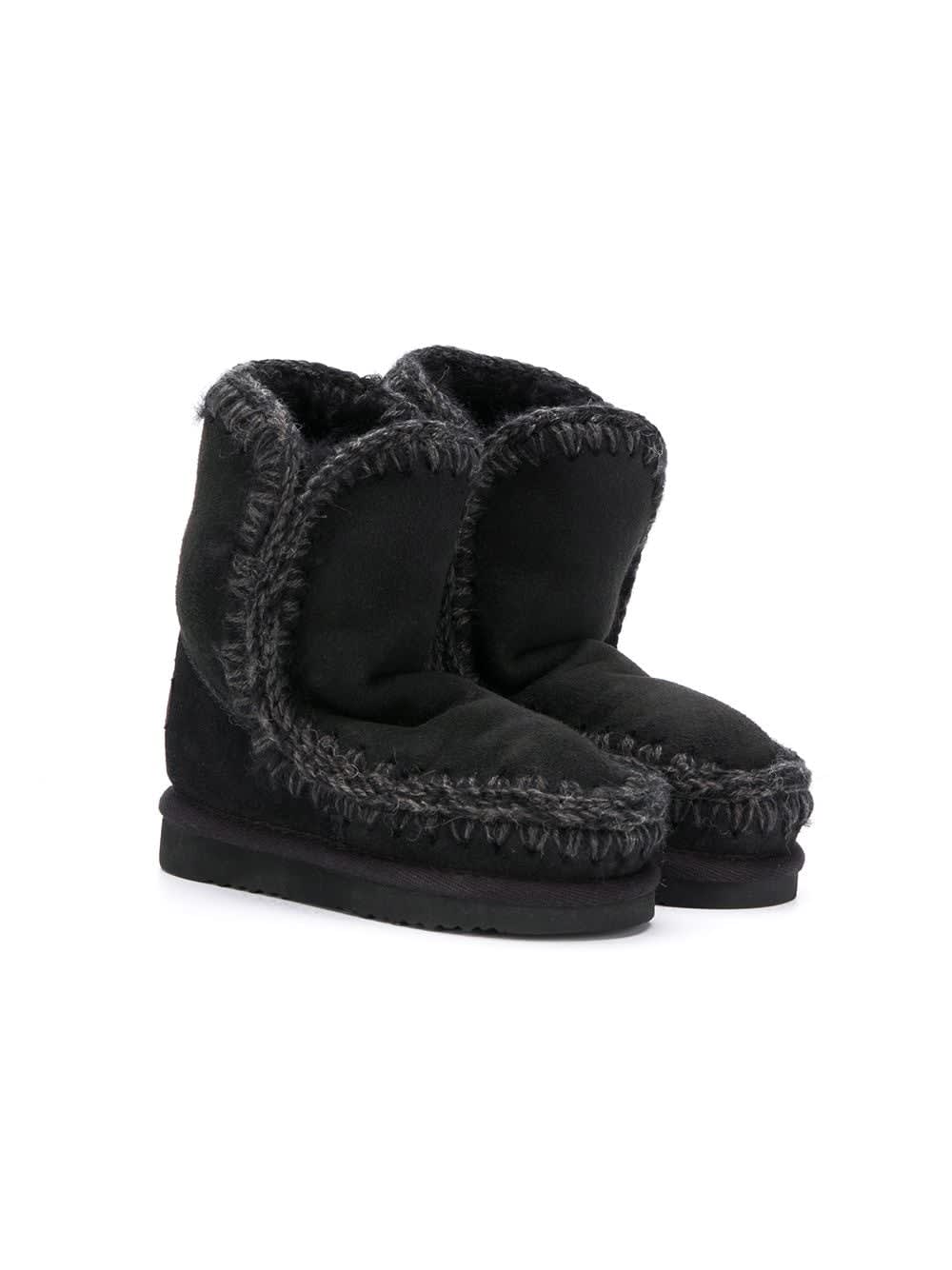 Mou Shearling-lined Suede Boots In Black