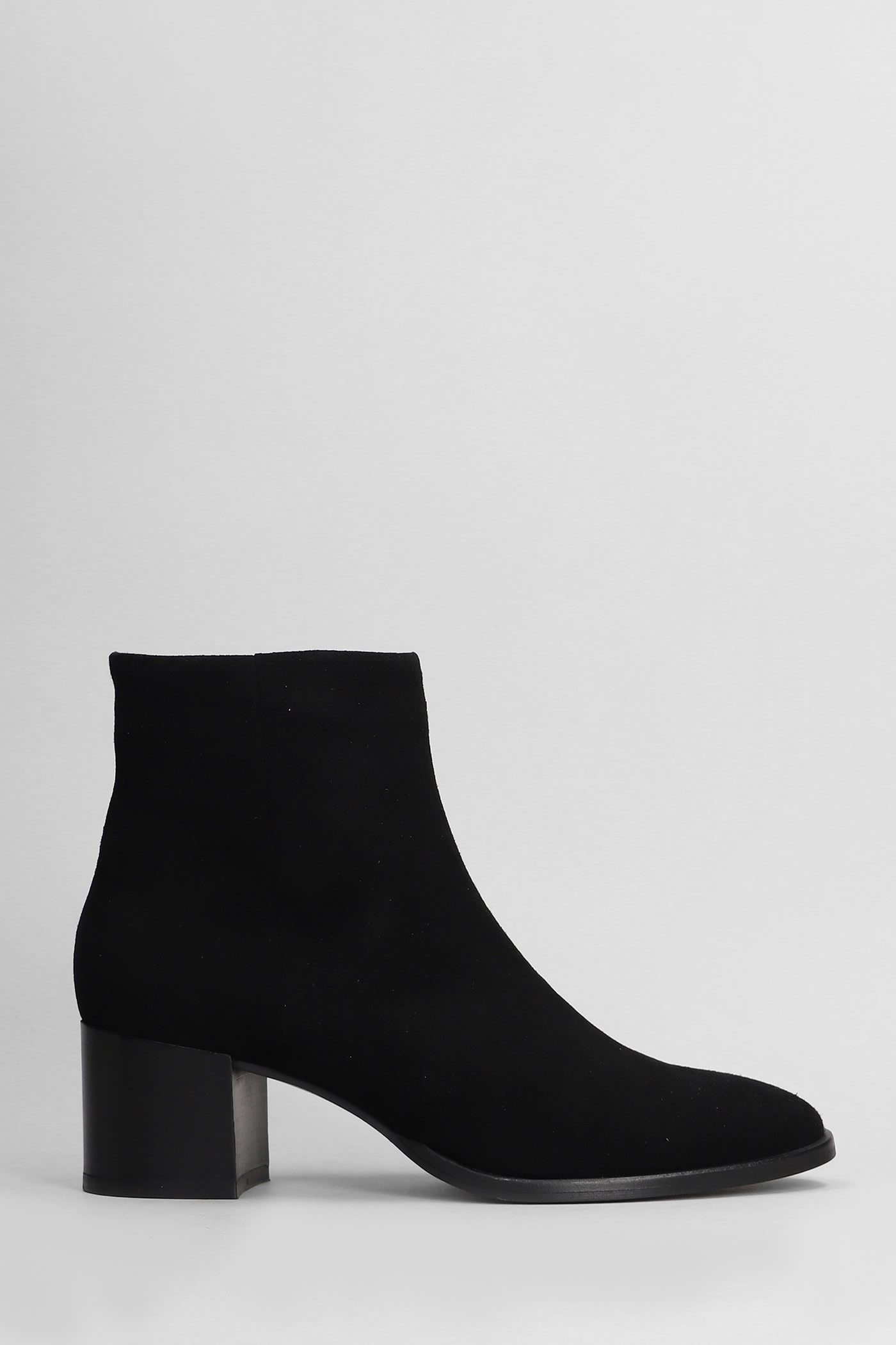 Shop Julie Dee High Heels Ankle Boots In Black Suede