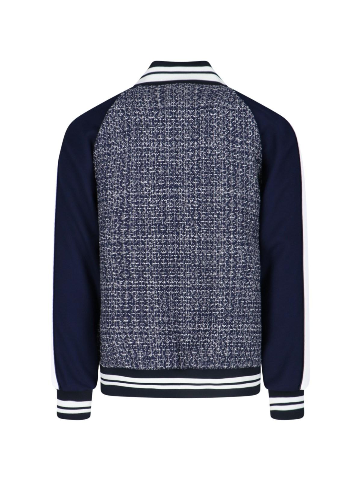 Shop Valentino Vlogo Signature Tweed Bomber Jacket In Blue