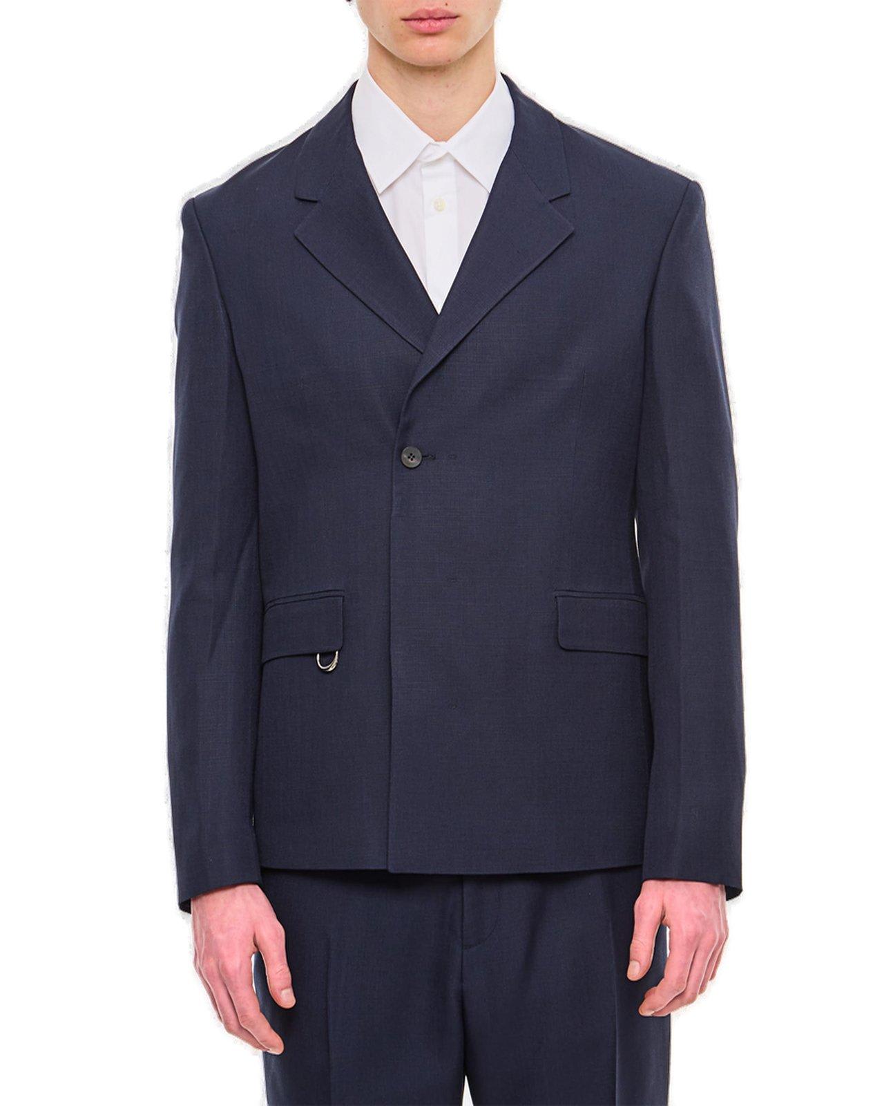 Shop Jacquemus Double Breasted Blazer In Blu Navy