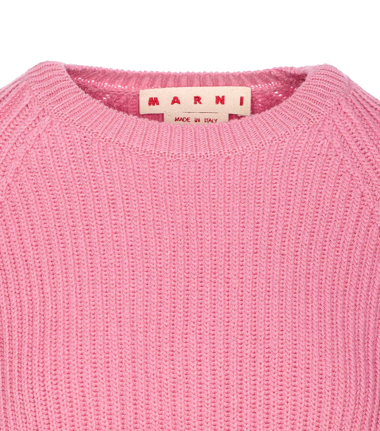 Marni Crewneck Hood Kangaroo Pocket Long Sleeves Ribbed Cuffs In Pink
