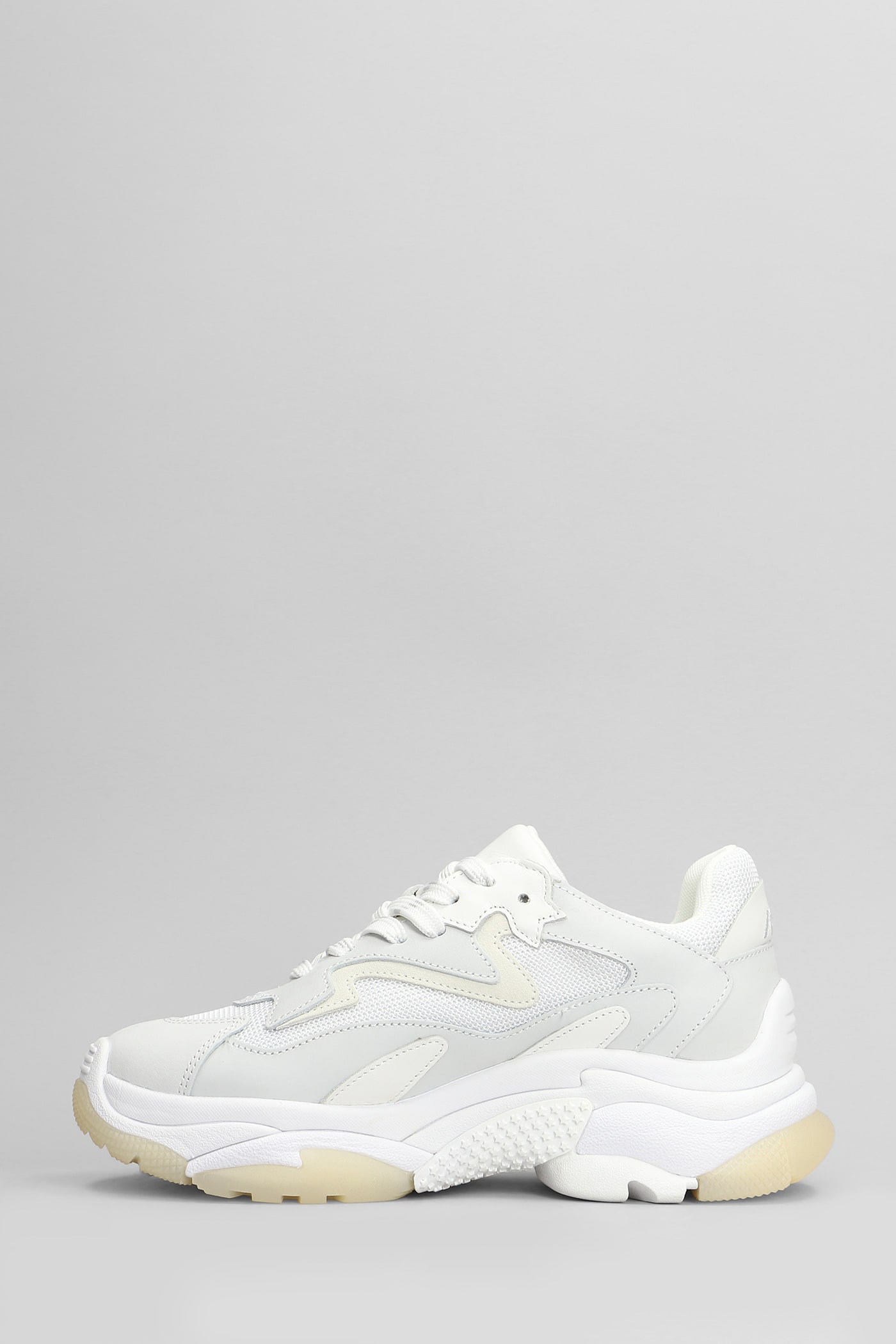 Ash Addict Sneakers In White Leather And Fabric In White