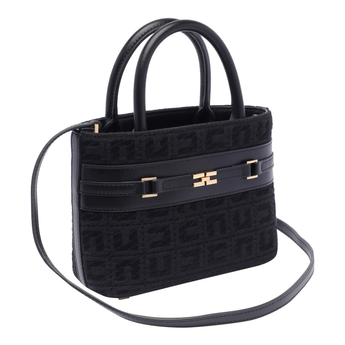 Shop Elisabetta Franchi Logo Handbag In Black