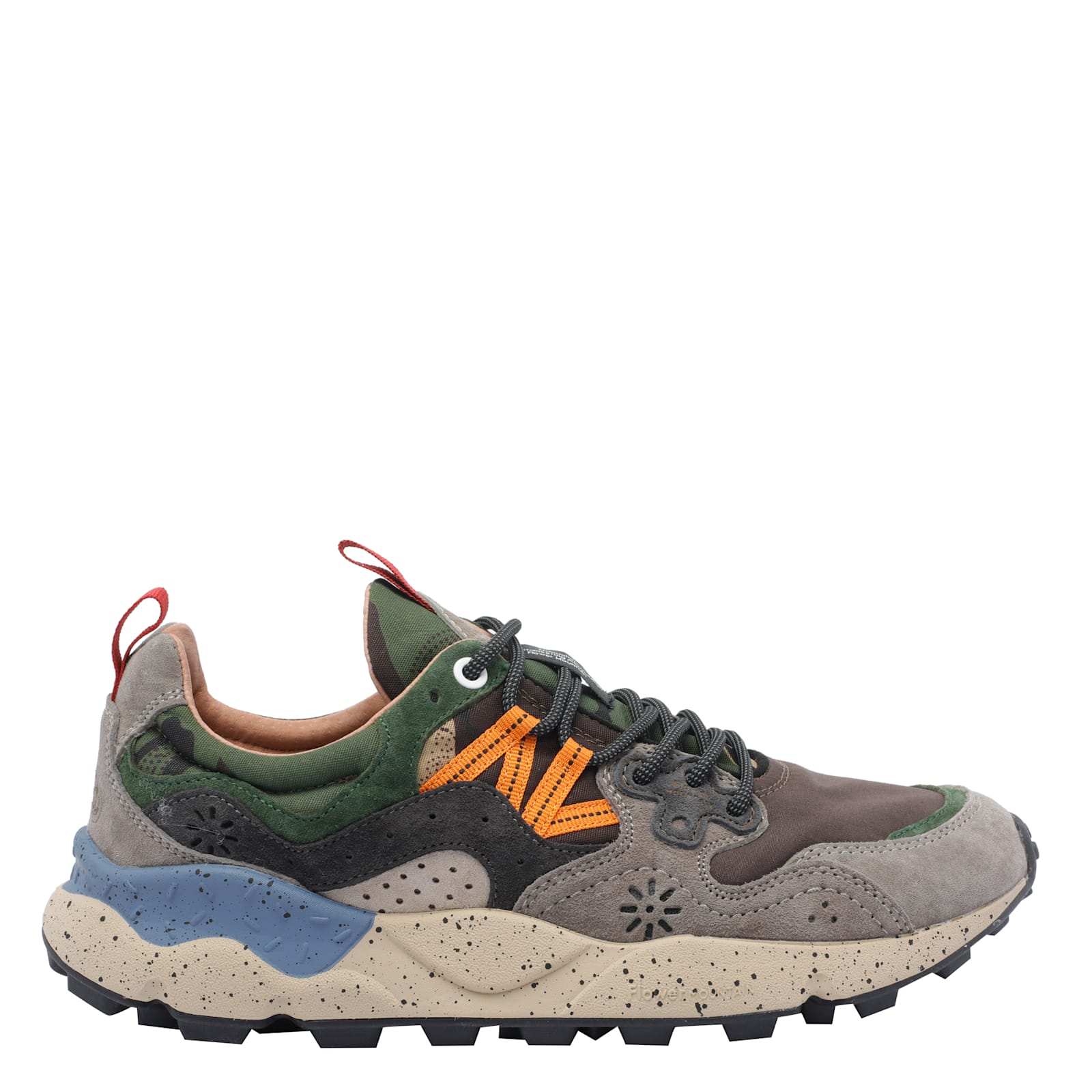 Flower Mountain Yamano 3 Uni Dark Grey And Brown Suede And Fabric Sneakers In Multi