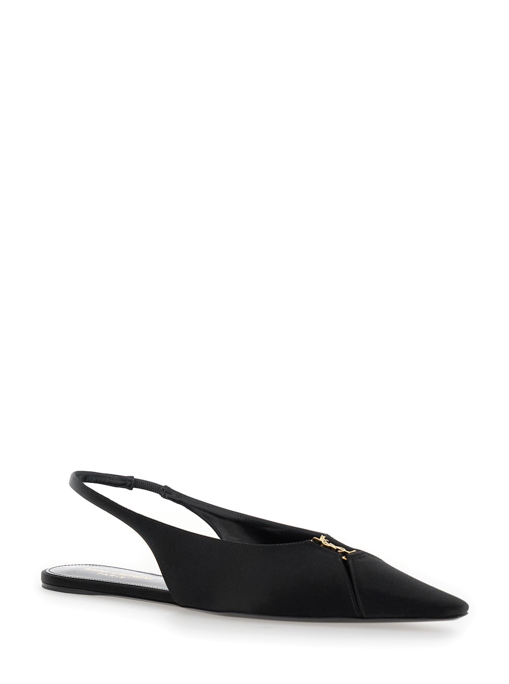 Shop Saint Laurent Babylon Black Slingback Ballet Shoes In Crêpe Satin Woman