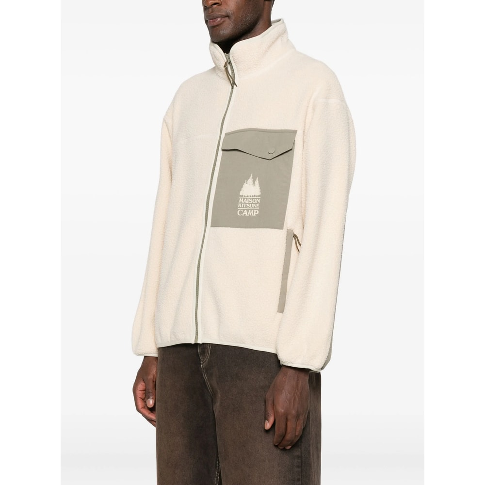 Maison Kitsuné Casual Fleece Zipped Jacket In Neutral