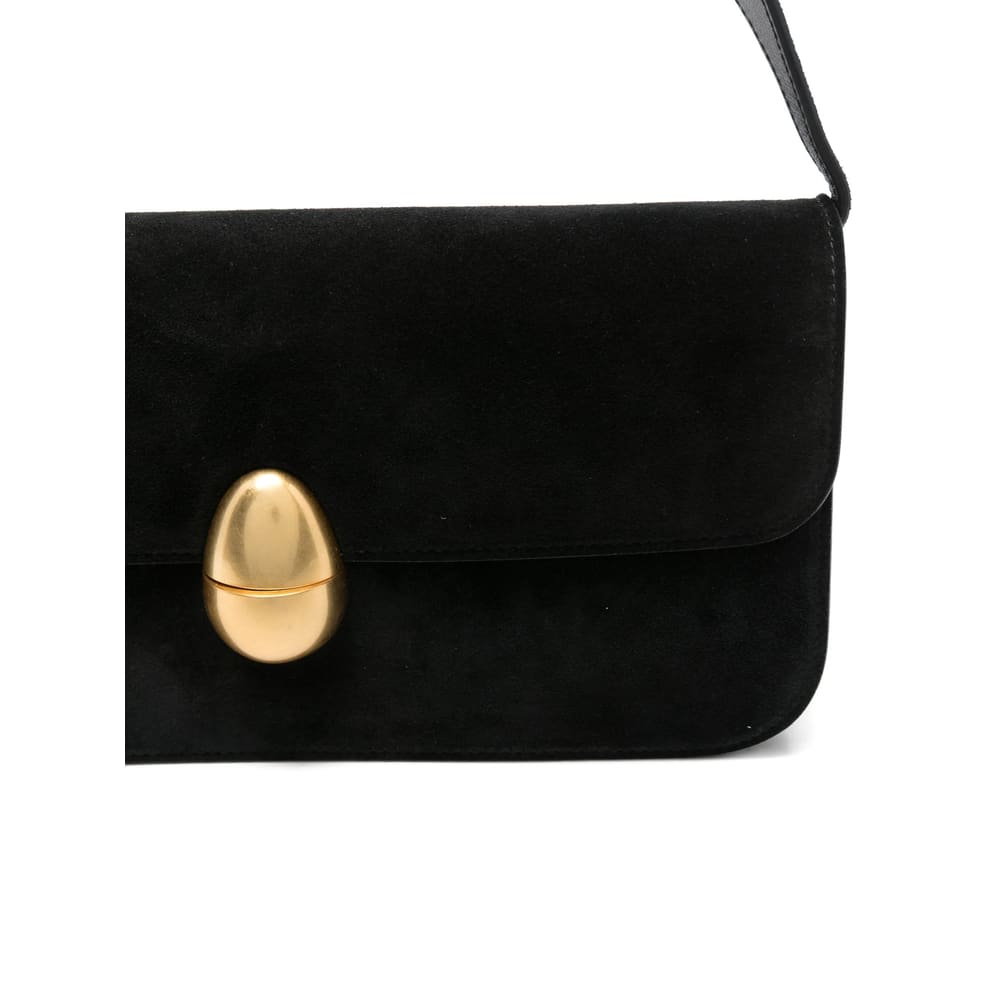 Neous Clasp-fastening Suede Shoulder Bag In Black