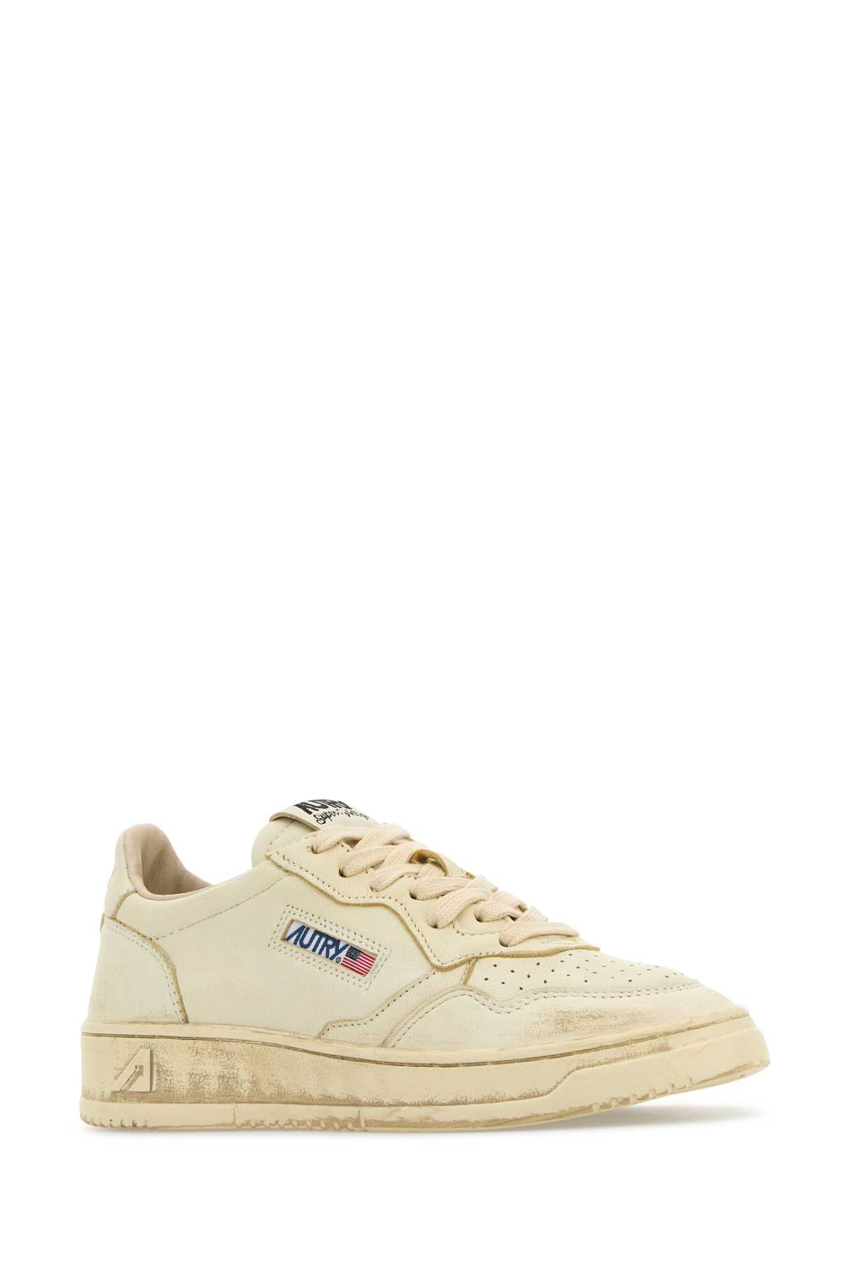 Shop Autry Cream Leather Supvint Sneakers In Ge01