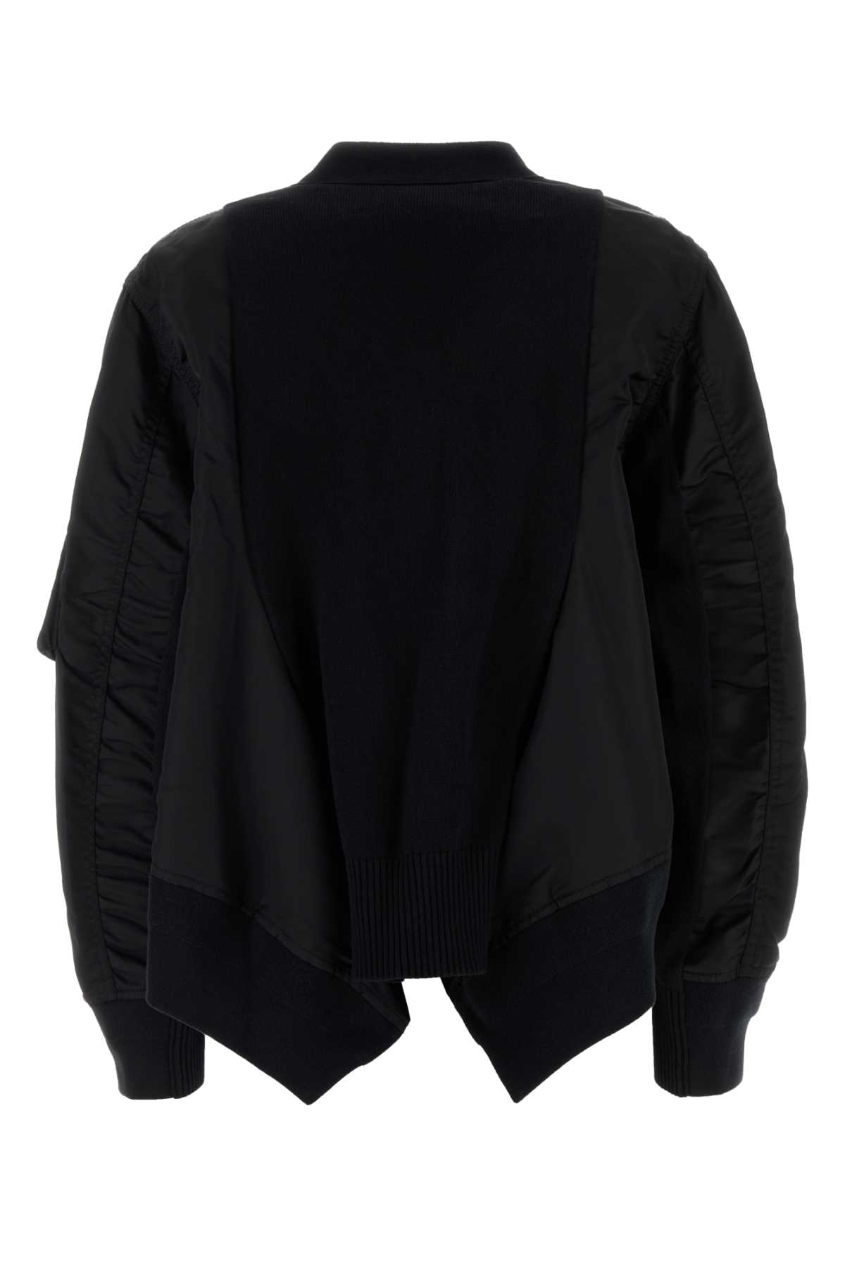 Sacai Black Cotton Blend And Nylon Bomber Jacket In Black