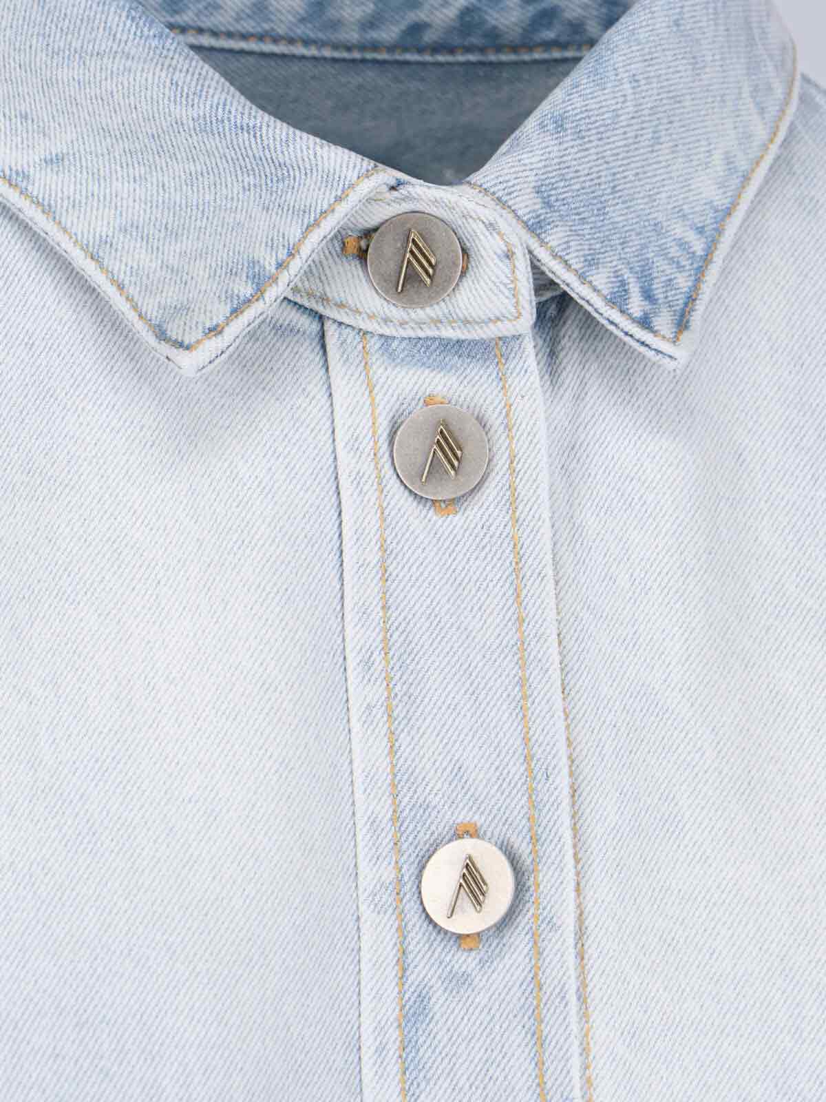 Attico Denim Overshirt With Slit Detail In Light Blue