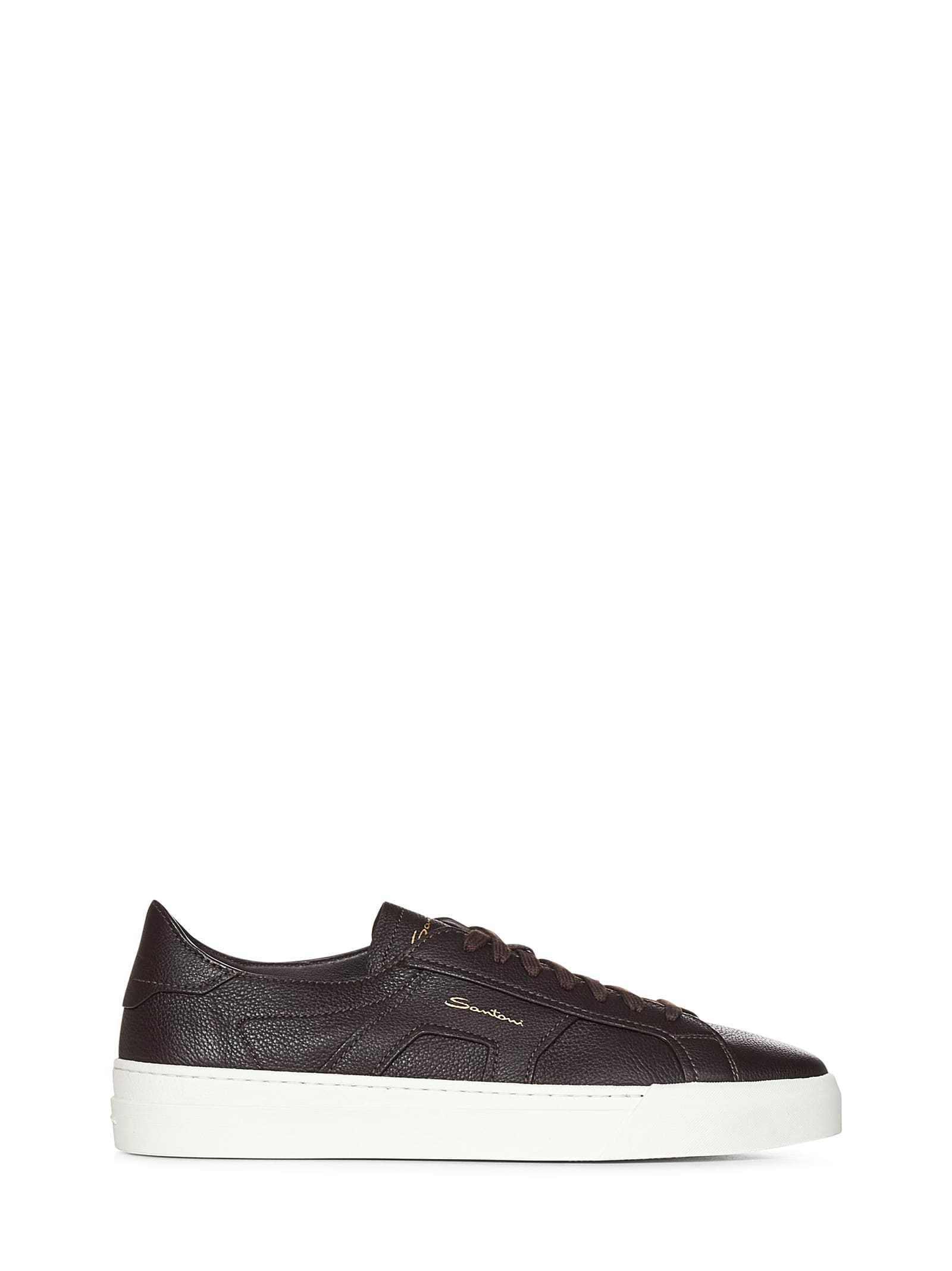 Shop Santoni Double Buckle Sneakers In Brown