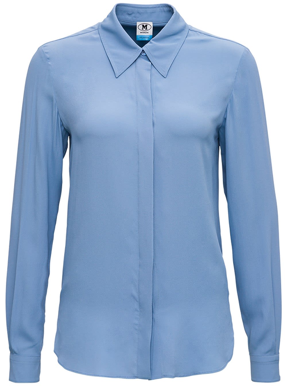 M Missoni Light Blue Shirt In Silk Blend