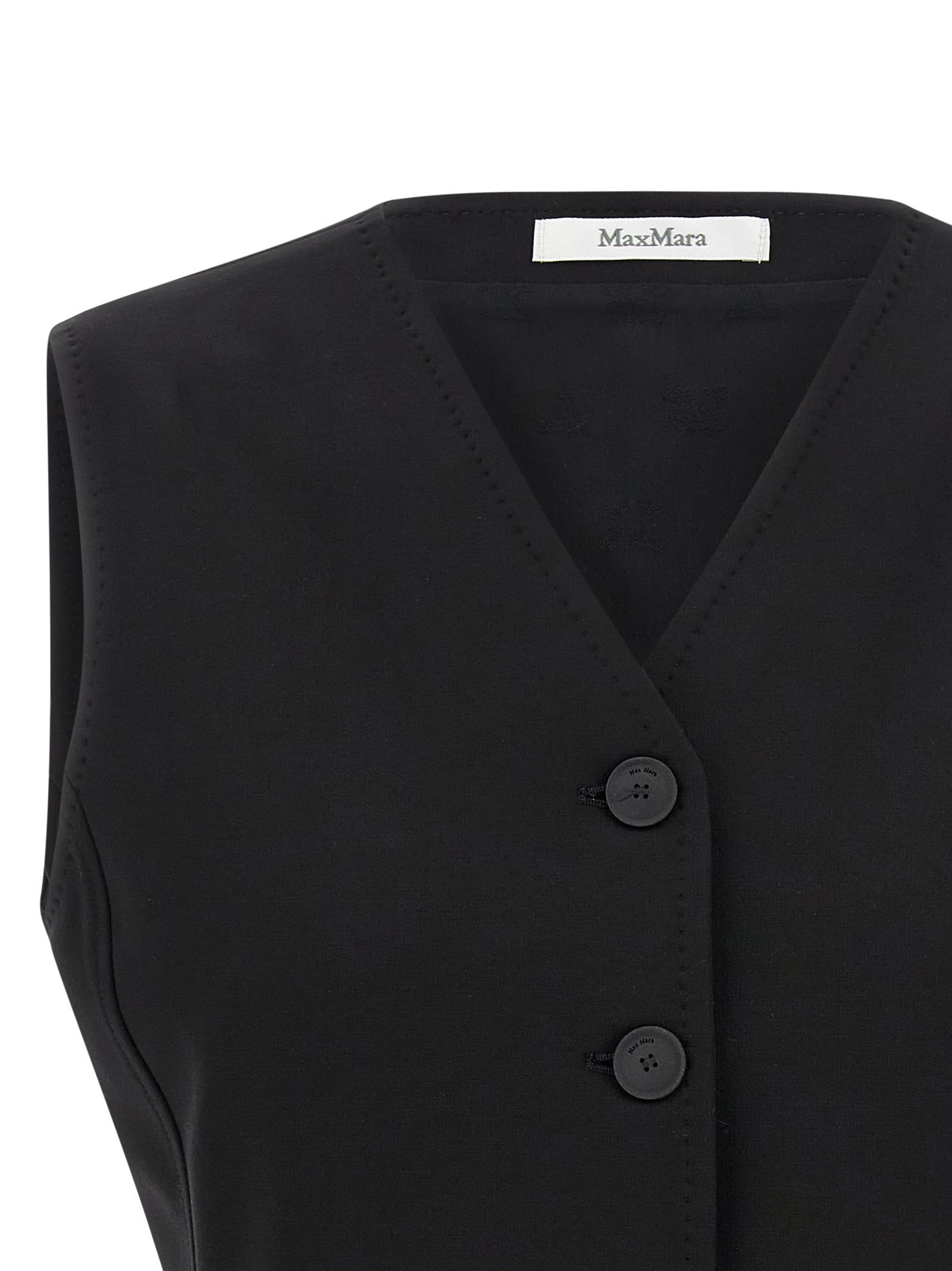 Max Mara Fornovo Sleeveless V-neck Tailored Gilet In Black