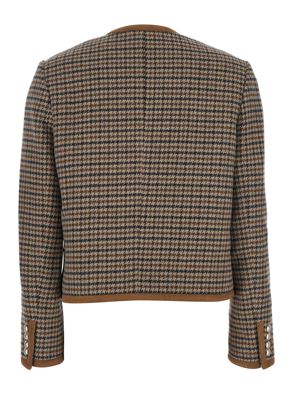 Dunst Houndstooth Pearl-button Jacket In Brown