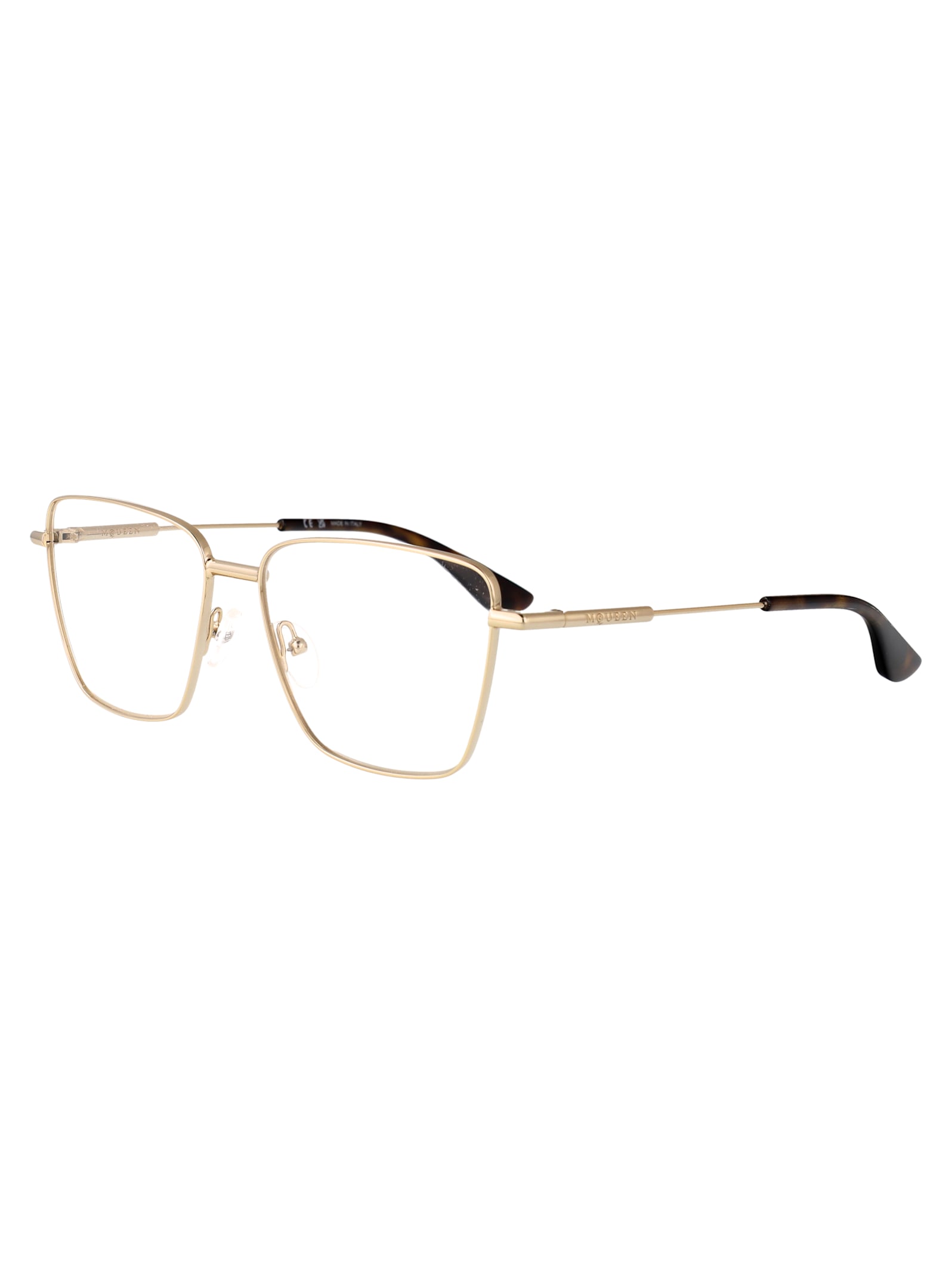Alexander Mcqueen Gold-gold-transparent Metal Glasses In Neutral