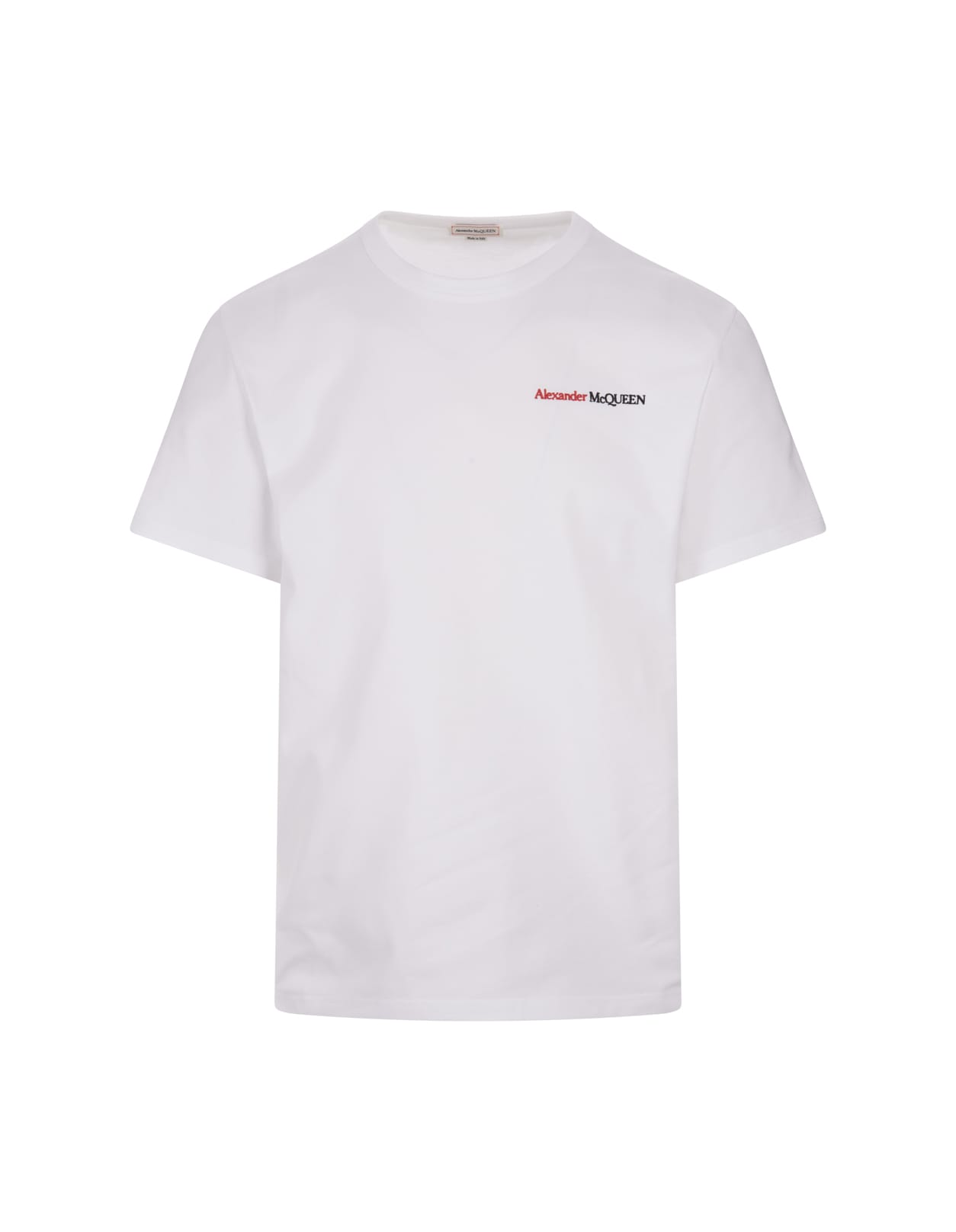 Shop Alexander Mcqueen White T-shirt With Two-tone Logo