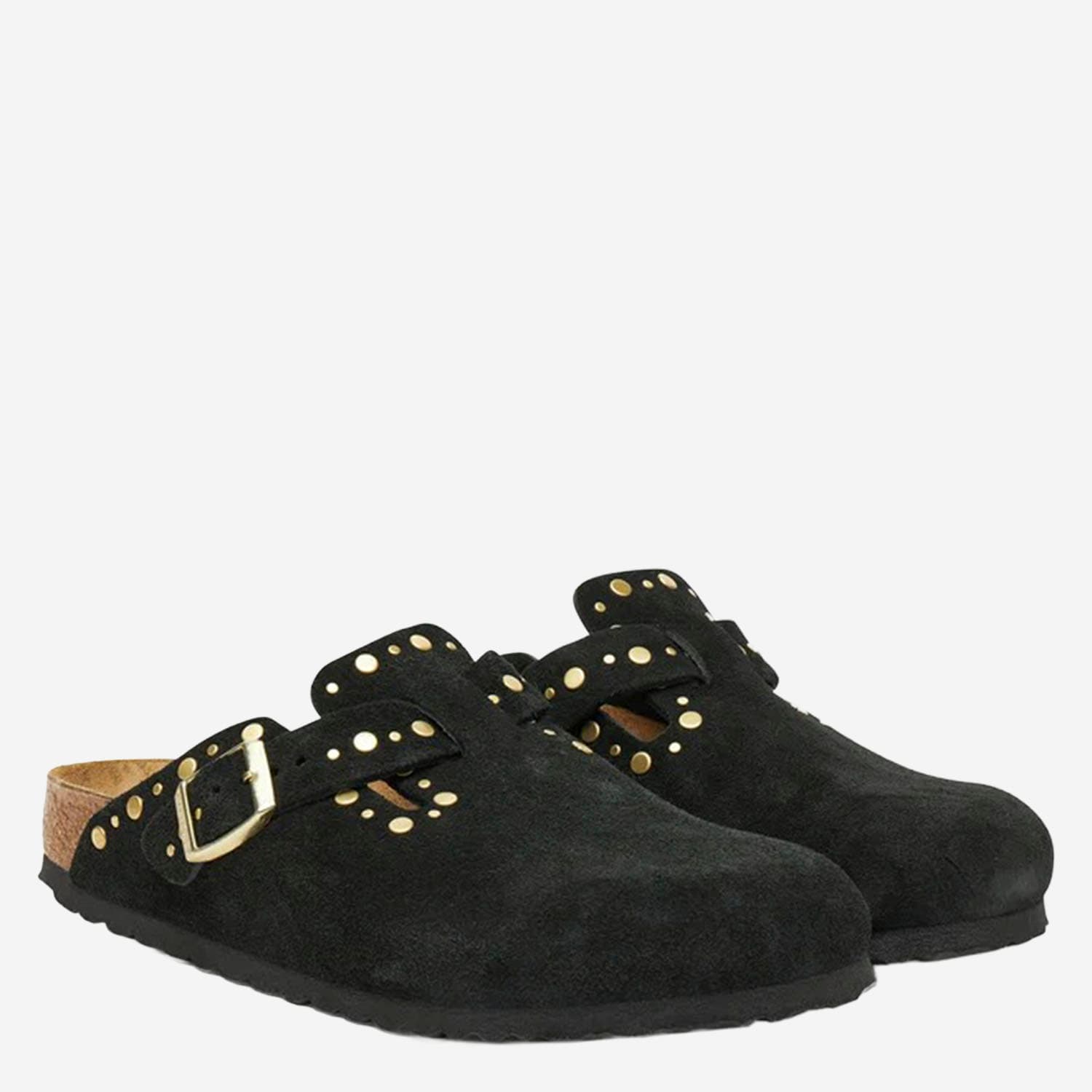 Birkenstock Boston Rivets In Suede In Black