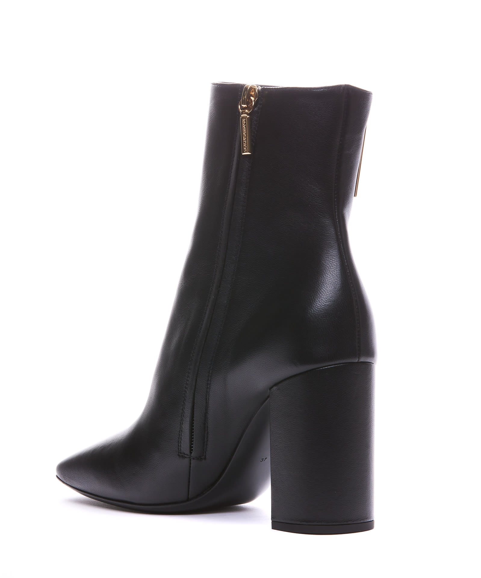 Shop Dolce & Gabbana Dg Logo Leather Boots In Black