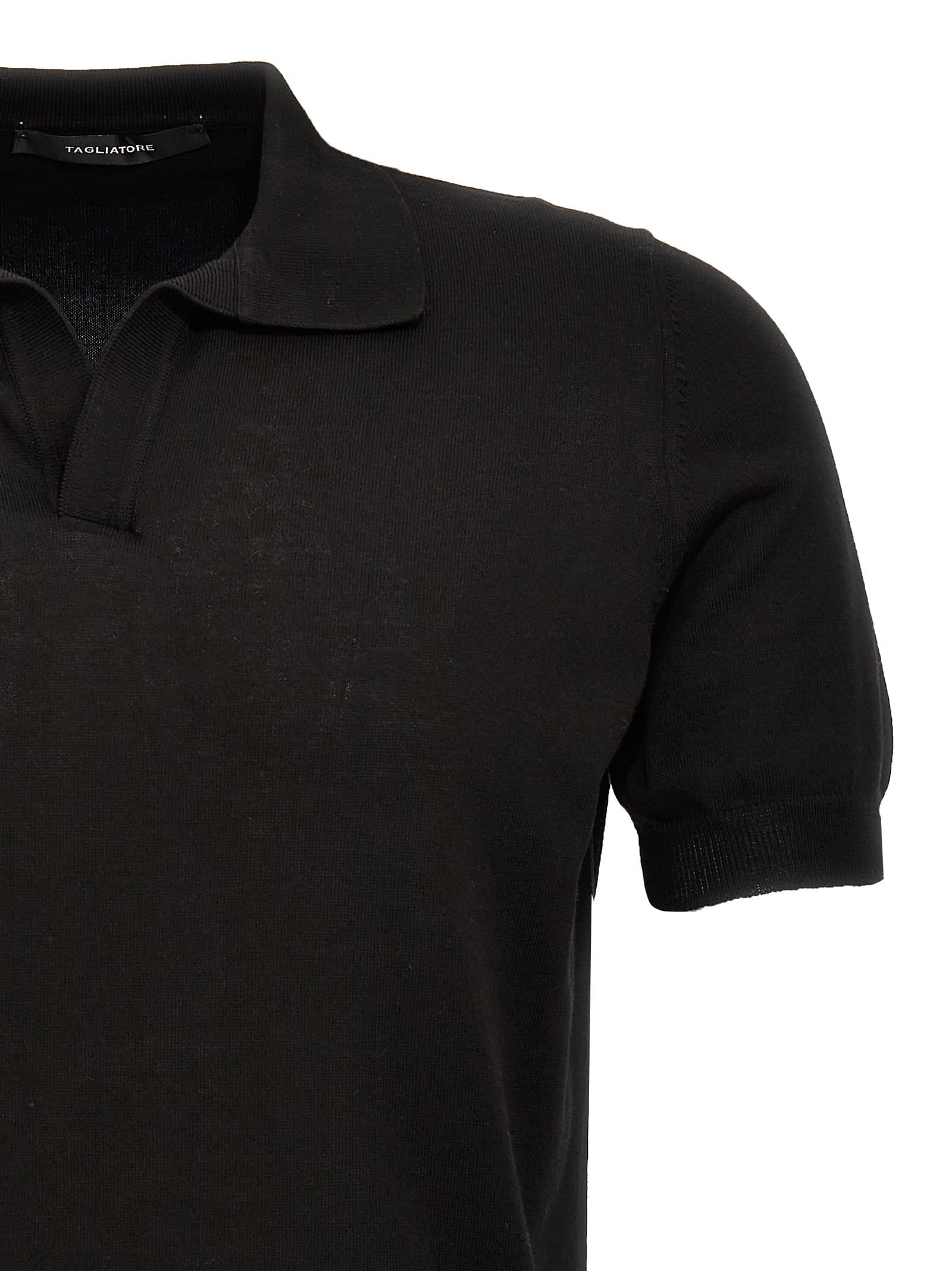 Shop Tagliatore Knitted Polo Shirt In Black