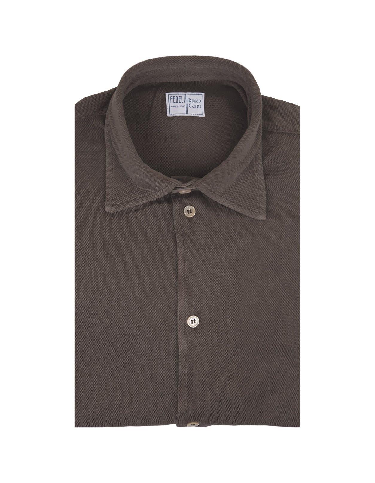 Shop Fedeli Shirt In Brown Cotton Piqué