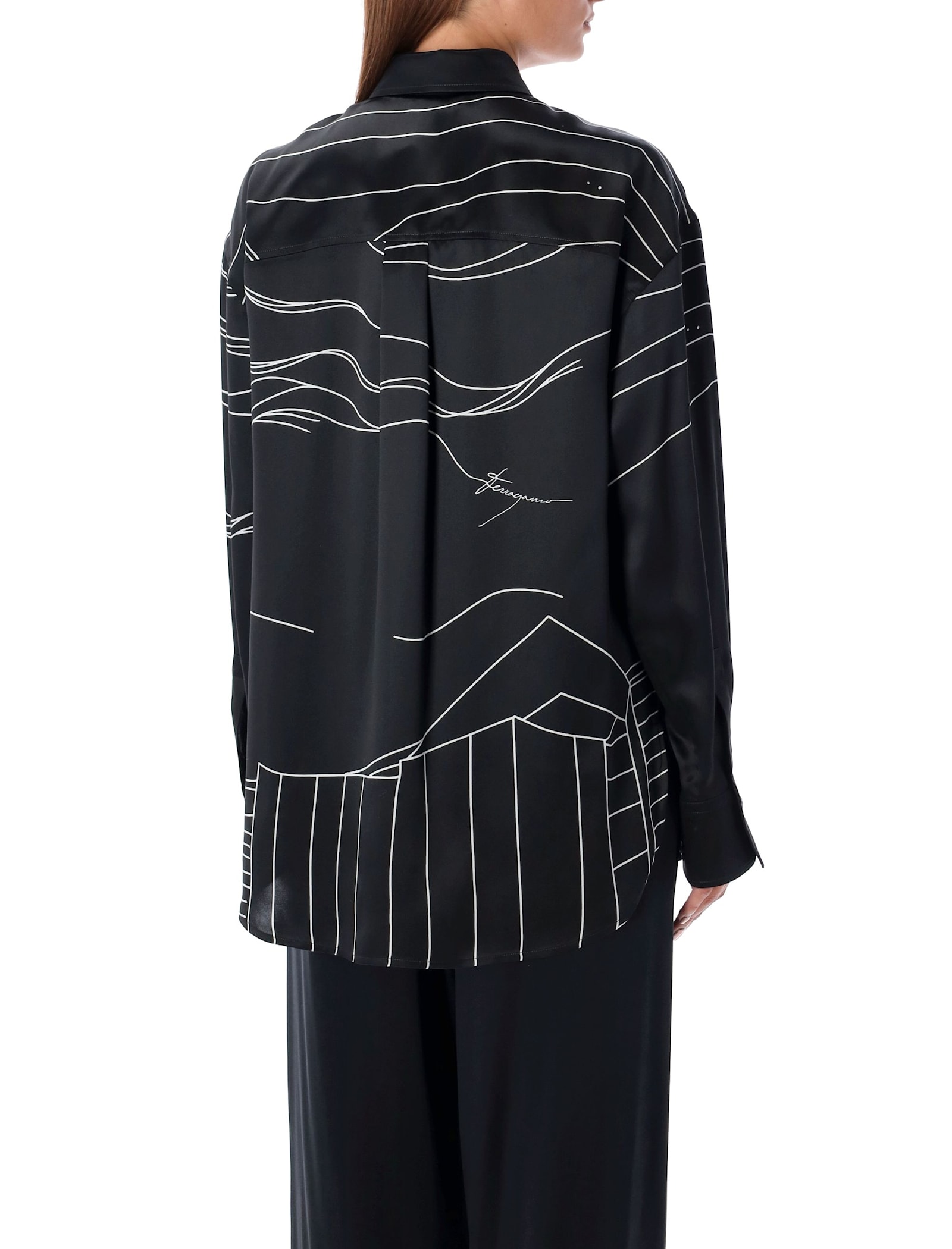 Shop Ferragamo Printed Silk Shirt In Black Print