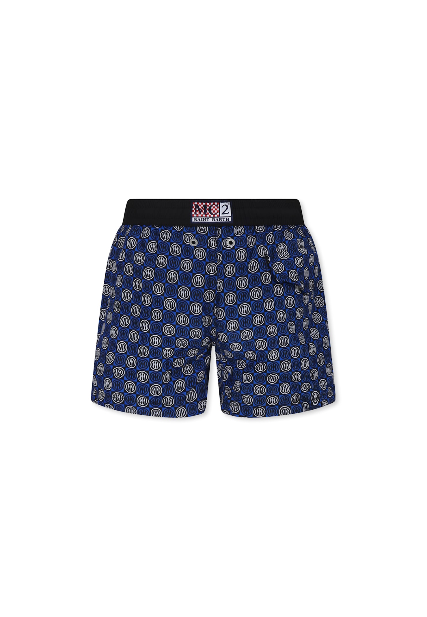 Mc2 Saint Barth Blue Swim Shorts For Boy With Inter Logo In Blue