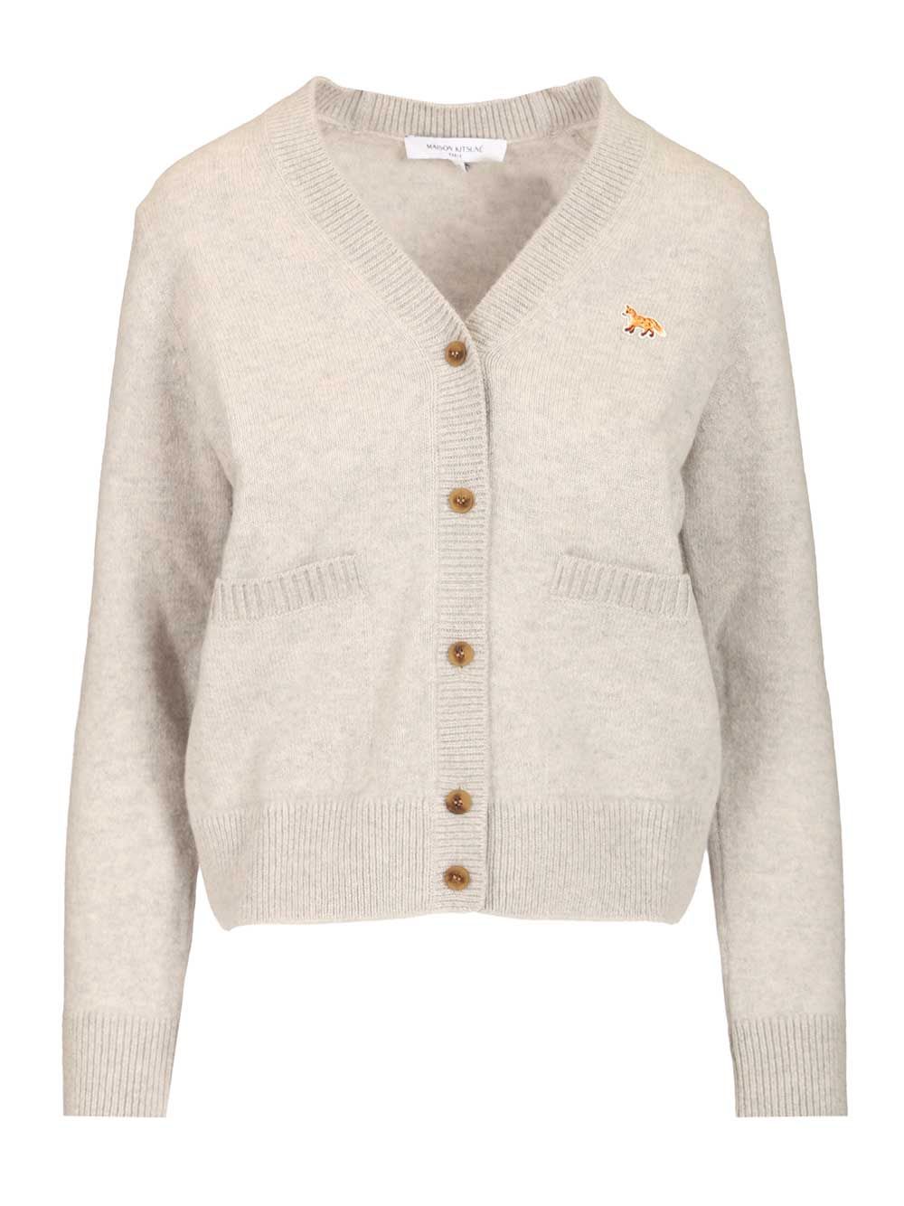 Maison Kitsuné Baby Fox Cardigan In Gray