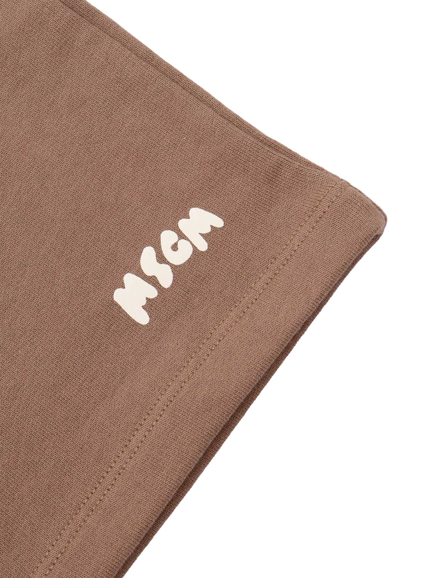 Msgm Fleece Bermuda Boy In Brown