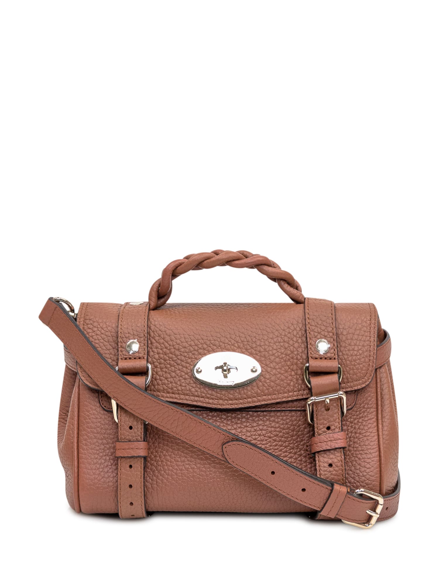 Shop Mulberry Mini Bag Alexa Heavy Grain In Chestnut