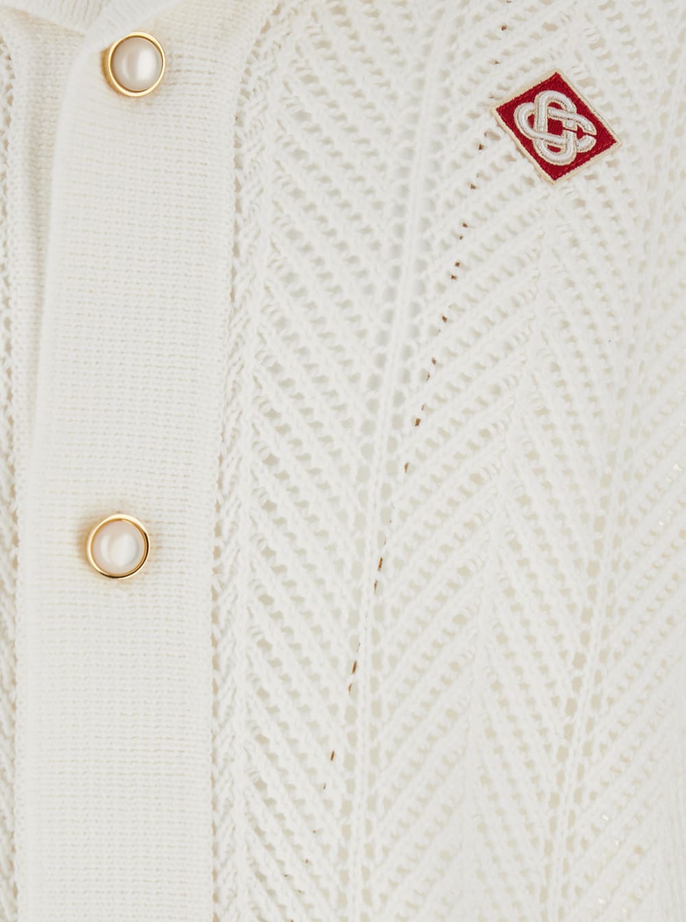 Casablanca Men White Shirt With Classic Collar And Chest Logo Patch In Cotton Man In White