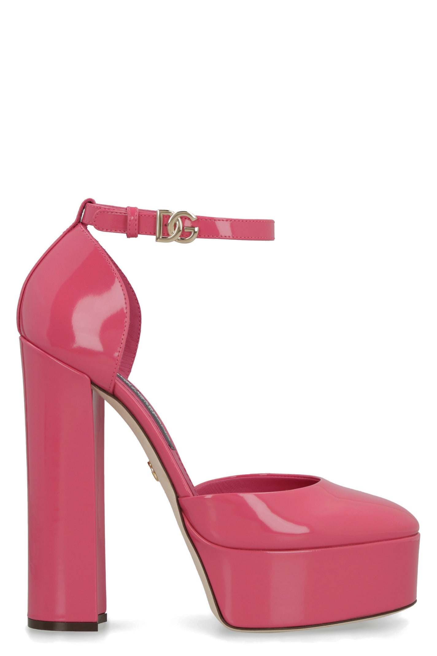 Dolce & Gabbana Capri 145 Platform Pumps In Polished Leather In Fuchsia