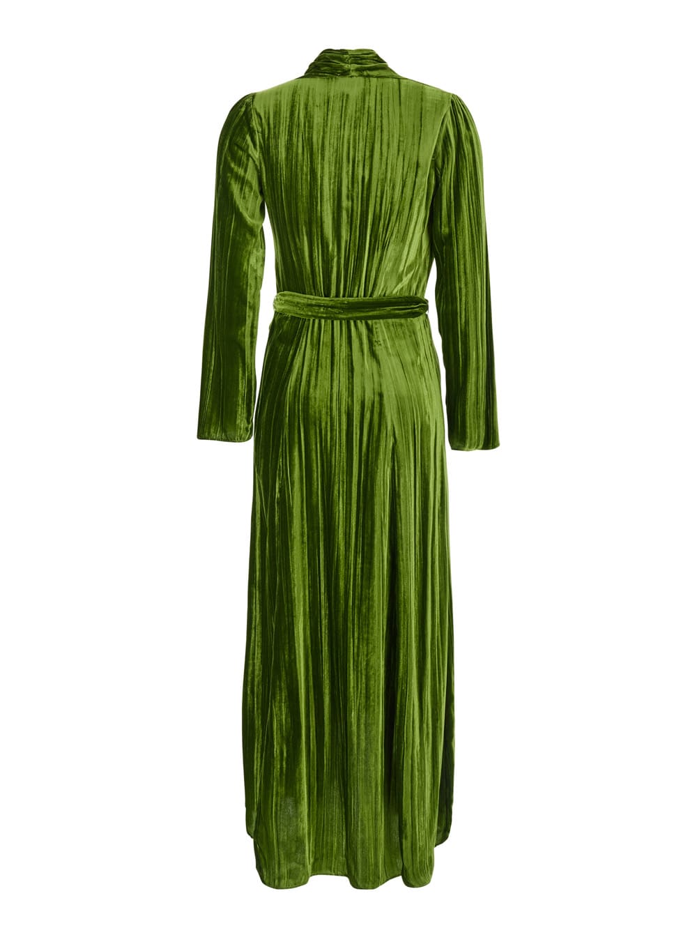 FORTE FORTE GREEN LONG DRESS WITH BELT AND PLEATED EFFECT IN VISCOSE BLEND WOMAN 