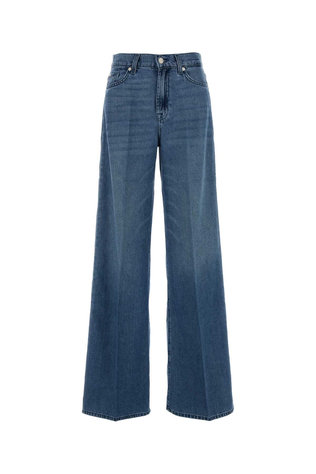 7 For All Mankind Wide-leg Jeans Featuring Belt Loops In Blue