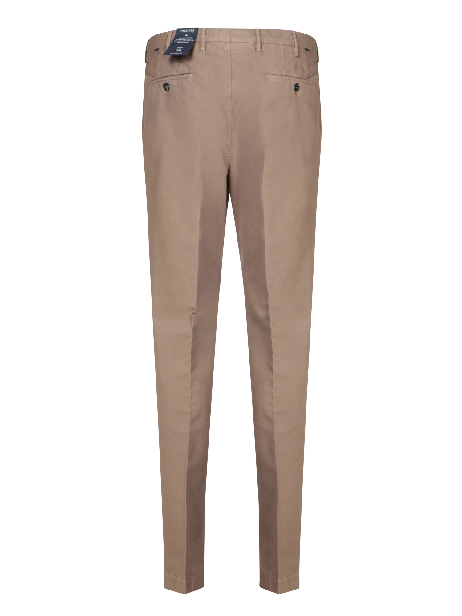 INCOTEX TAPERED COTTON PANTS IN BEIGE 