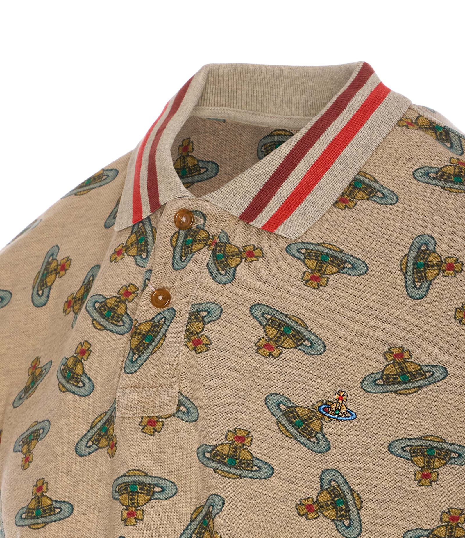 Vivienne Westwood Orb Logo Print Polo Shirt In Beige