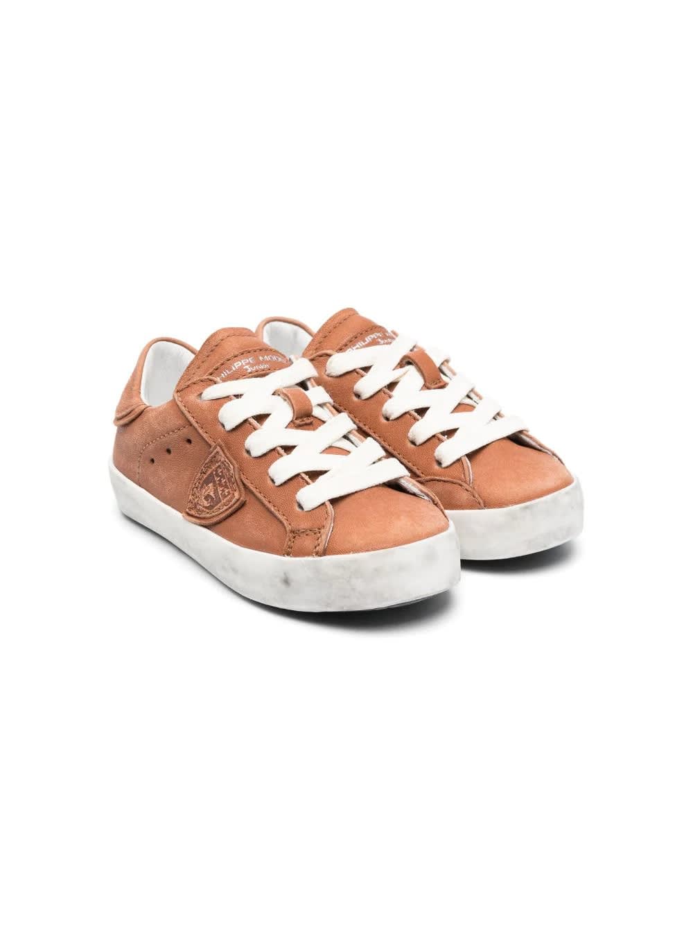 Philippe Model Logo-patch Low-top Sneakers In Brown