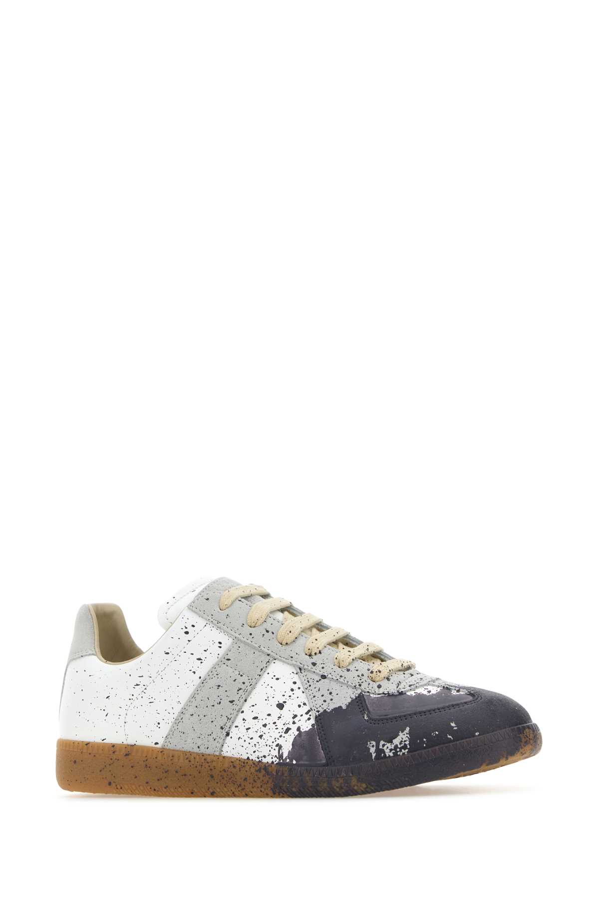 Maison Margiela Multicolor Leather Replica Sneakers In Whitepewter