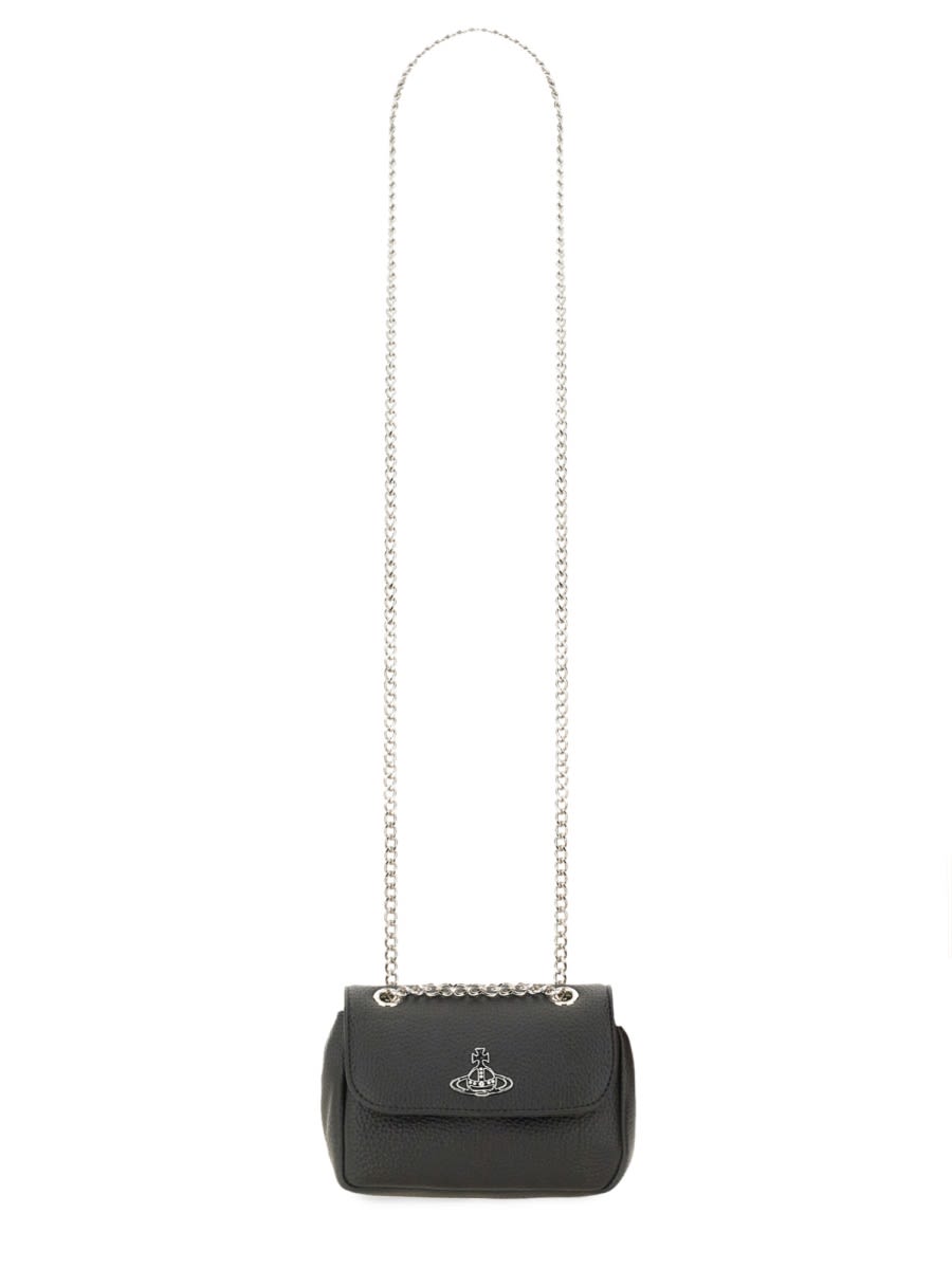 Vivienne Westwood Textured Black Handbag With Chain Strap