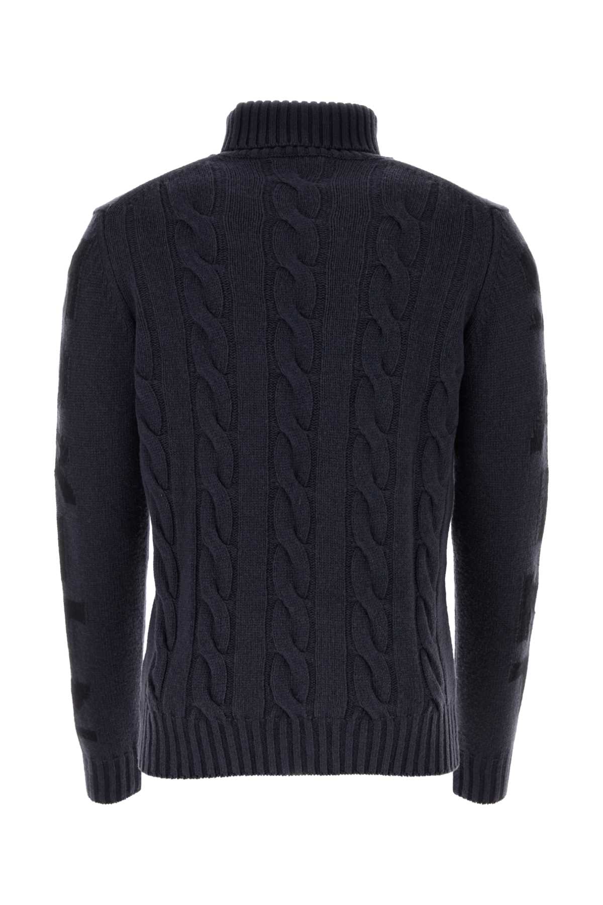 Mc2 Saint Barth Dark Blue Wool Blend Fisherman Sweater In 00