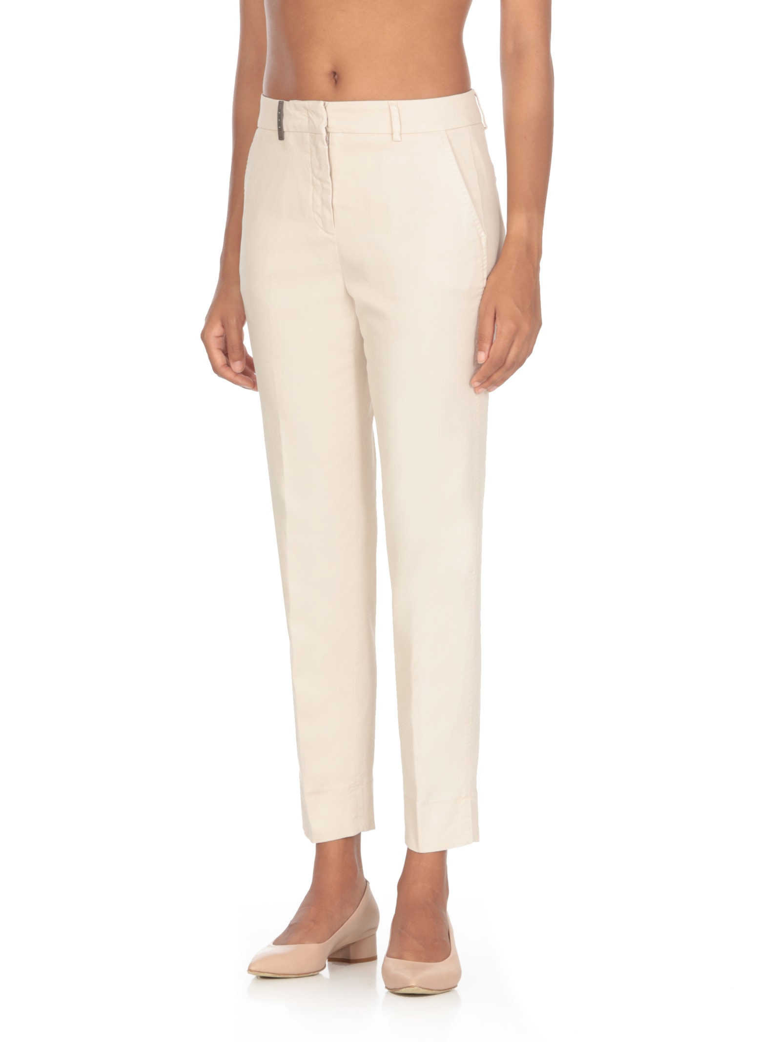 Shop Peserico Cotton Pants In Beige