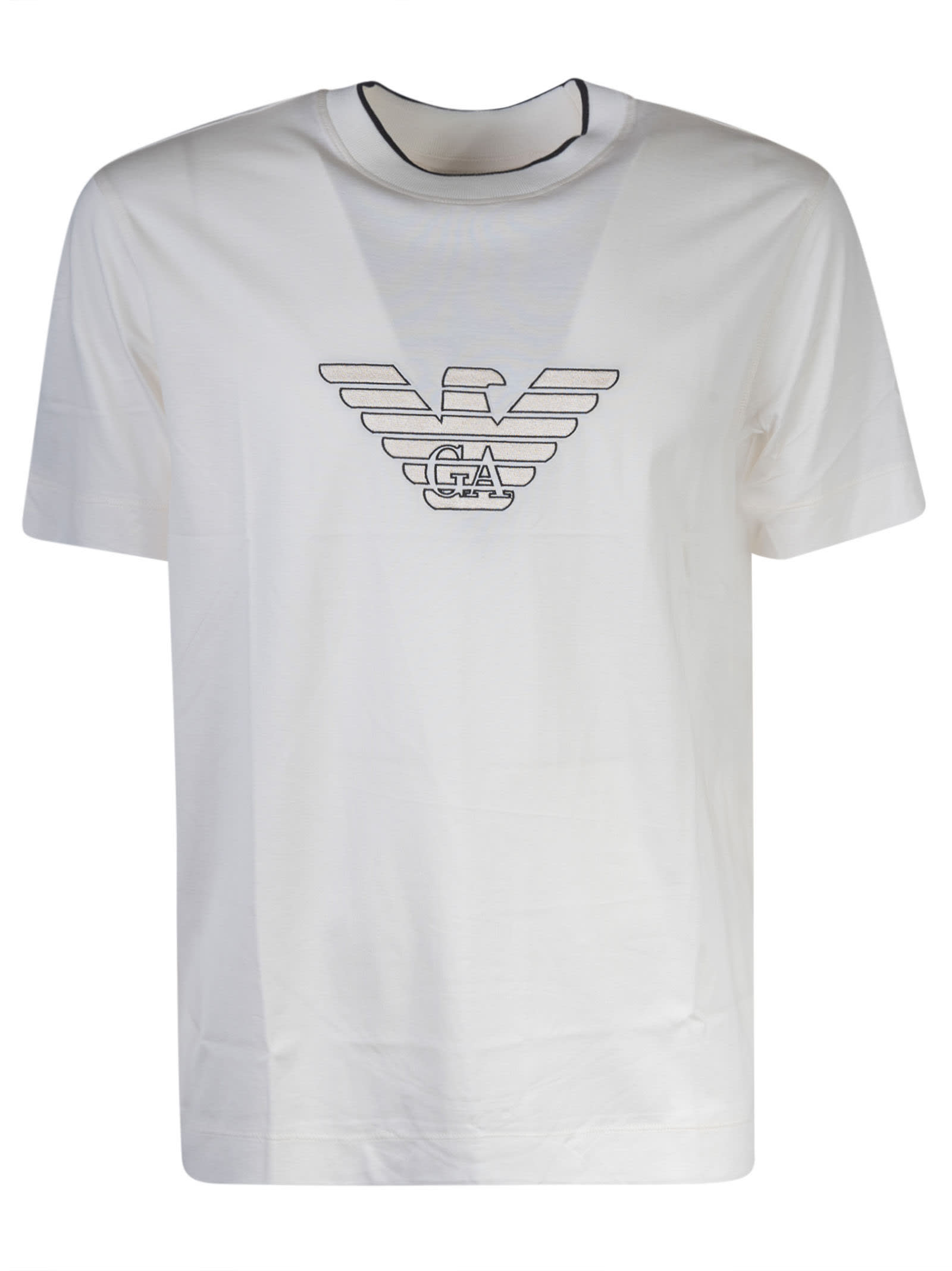 Shop Emporio Armani Logo Print T-shirt In Eagle Vanilla