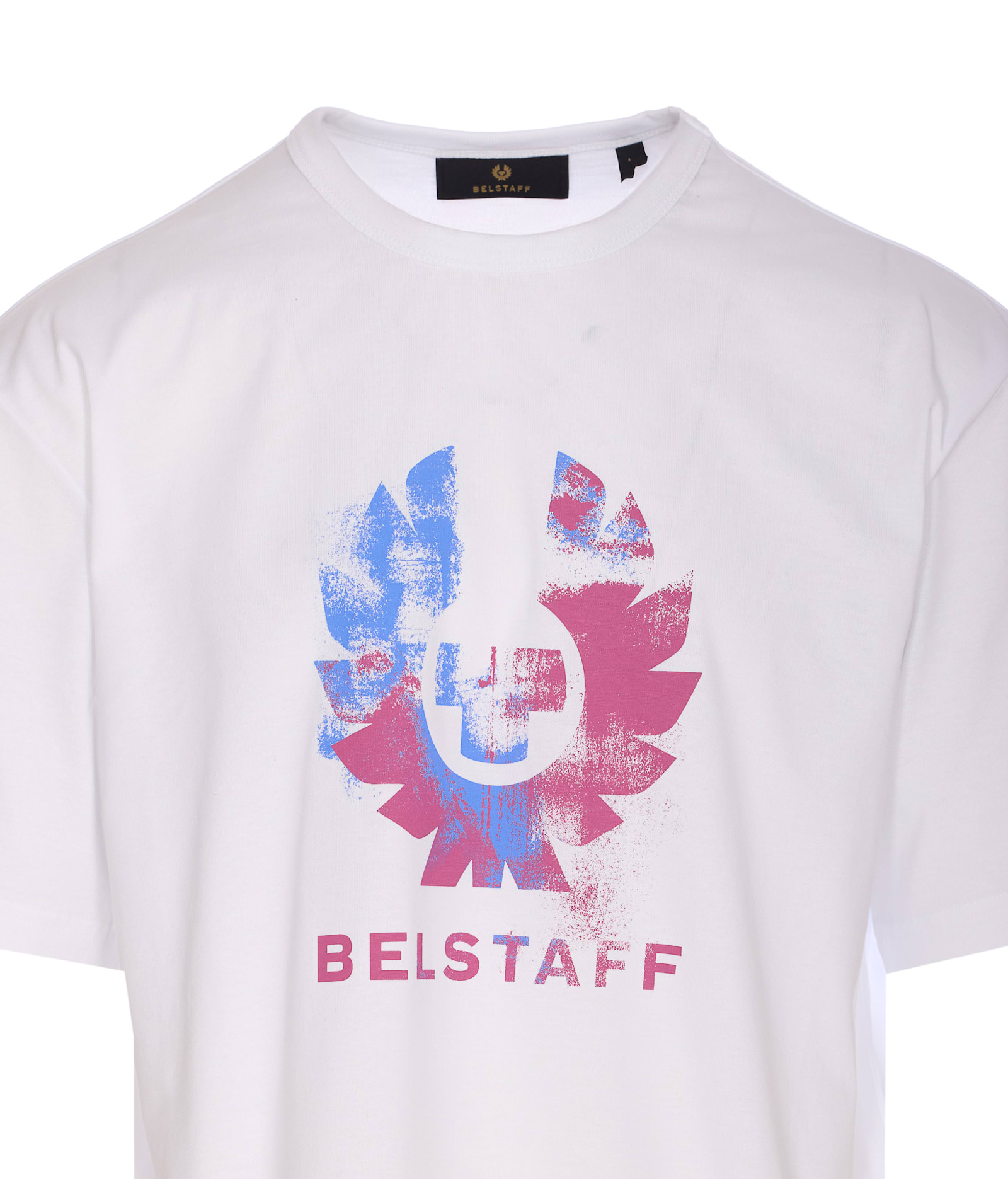 Belstaff Crewneck T-shirt With Graphic Print Logo In White