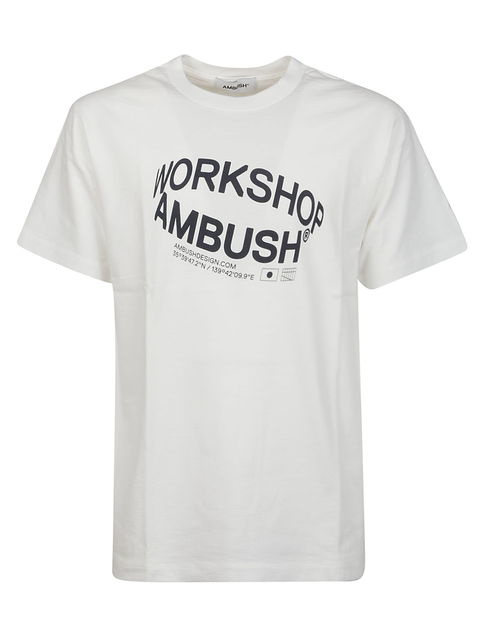 Shop Ambush Revolve Logo T-shirt In Cloud Dancer Snorkel Blue